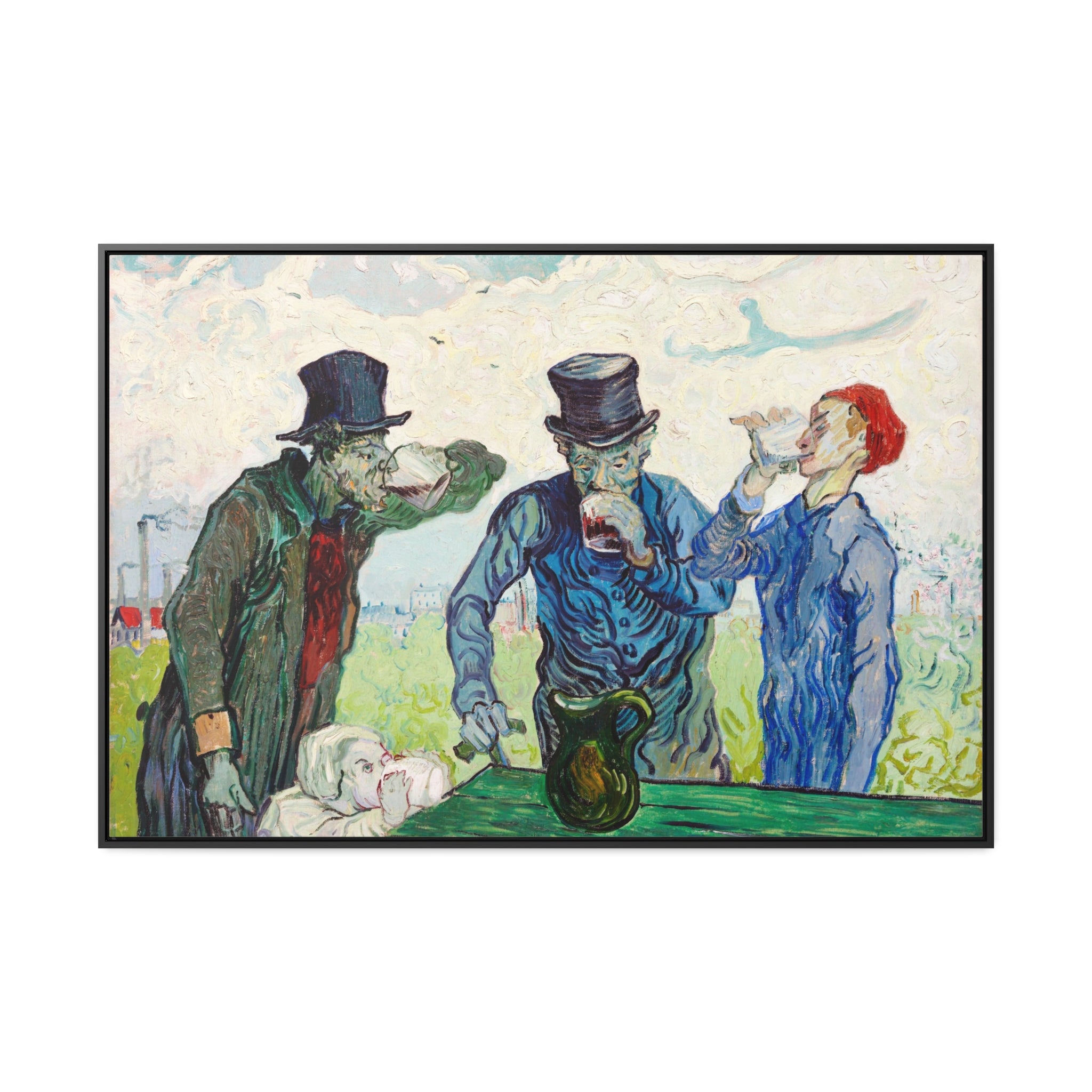 XL Framed Van Gogh Canvas Print - The Drinkers, a beautiful replica of the famous painting, perfect for art lovers and home decor enthusiasts