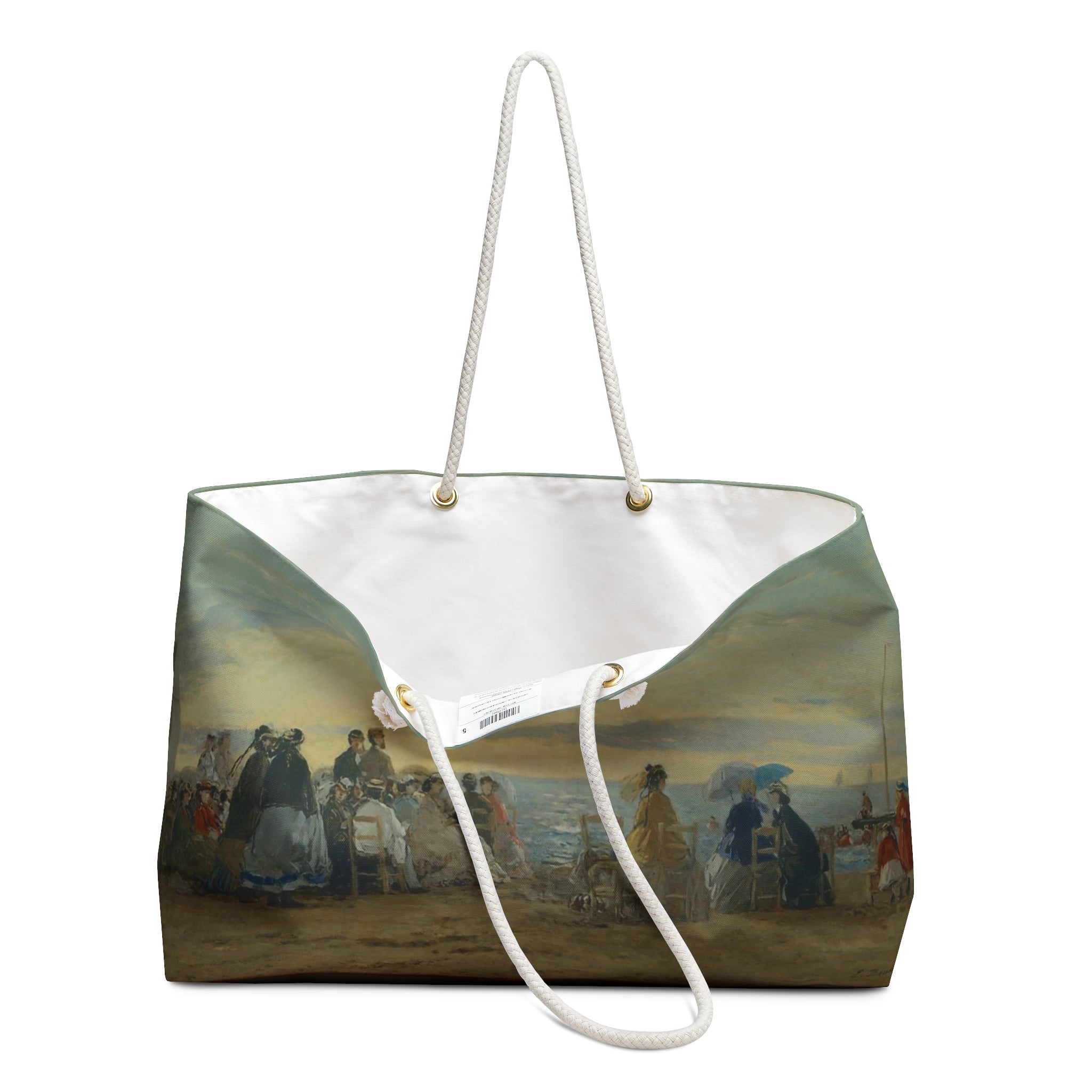 Escape with Eugene Boudin's 'Beach at Sunset' Large Tote Bag Oversized Overnight Bag - perfect for weekend getaways to the beach