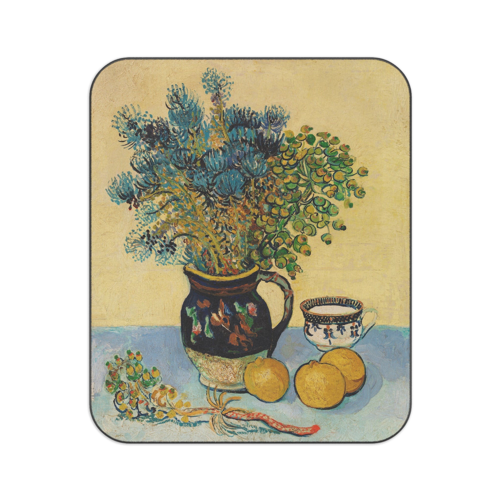 Sunlit Repose: Van Gogh-Inspired Fine Art Picnic Blanket with 'Still Life' Masterpiece, perfect for outdoor gatherings and leisurely picnics in the park