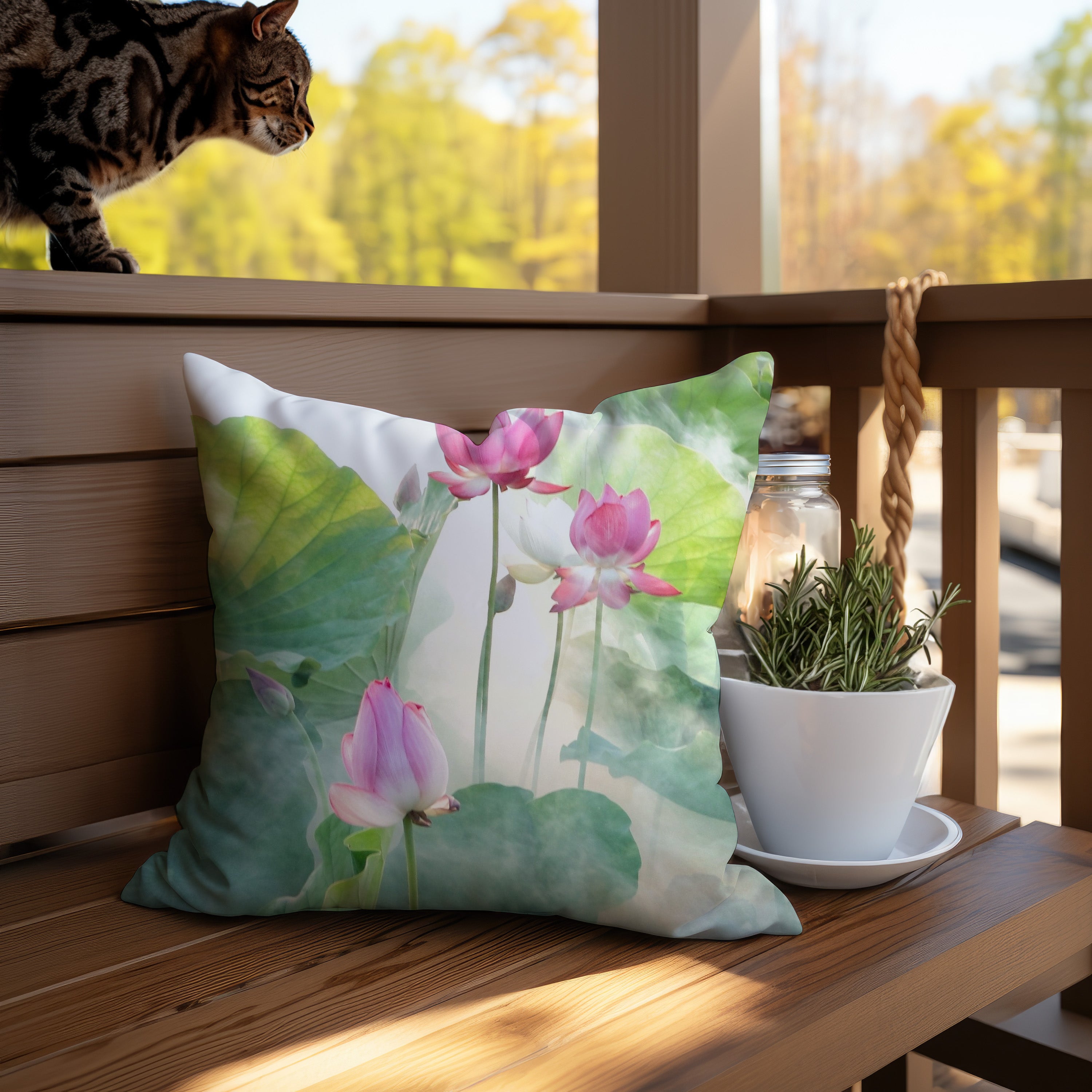 Elegant and serene lotus flower pillow to add a touch of tranquility to your home