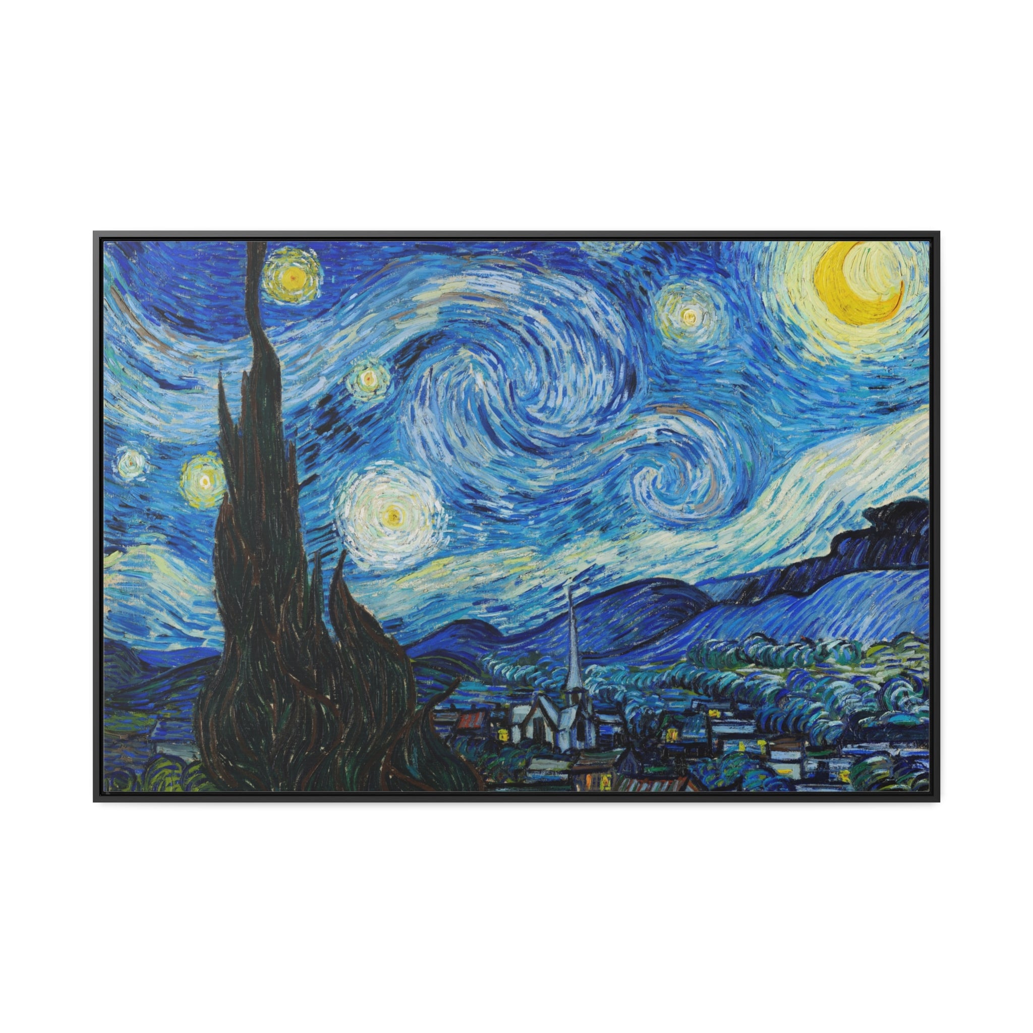 Extra Large Wall Art: Van Gogh Starry Night Framed Canvas Print 48x32 