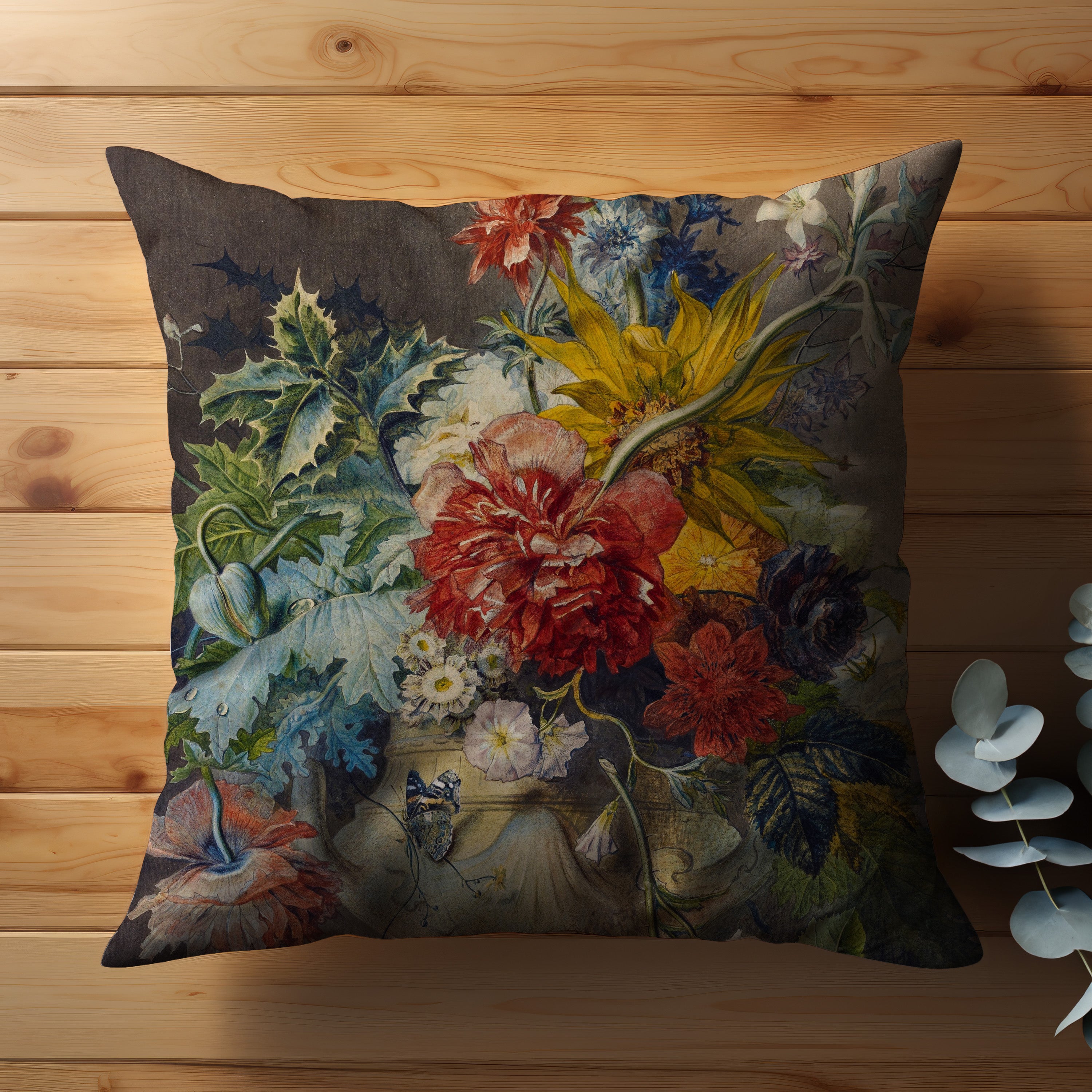 Georgius Jacobus Elegance: Blossom Your Space with Our Bouquet of Flowers Throw Pillow for sofa, featuring vibrant floral design