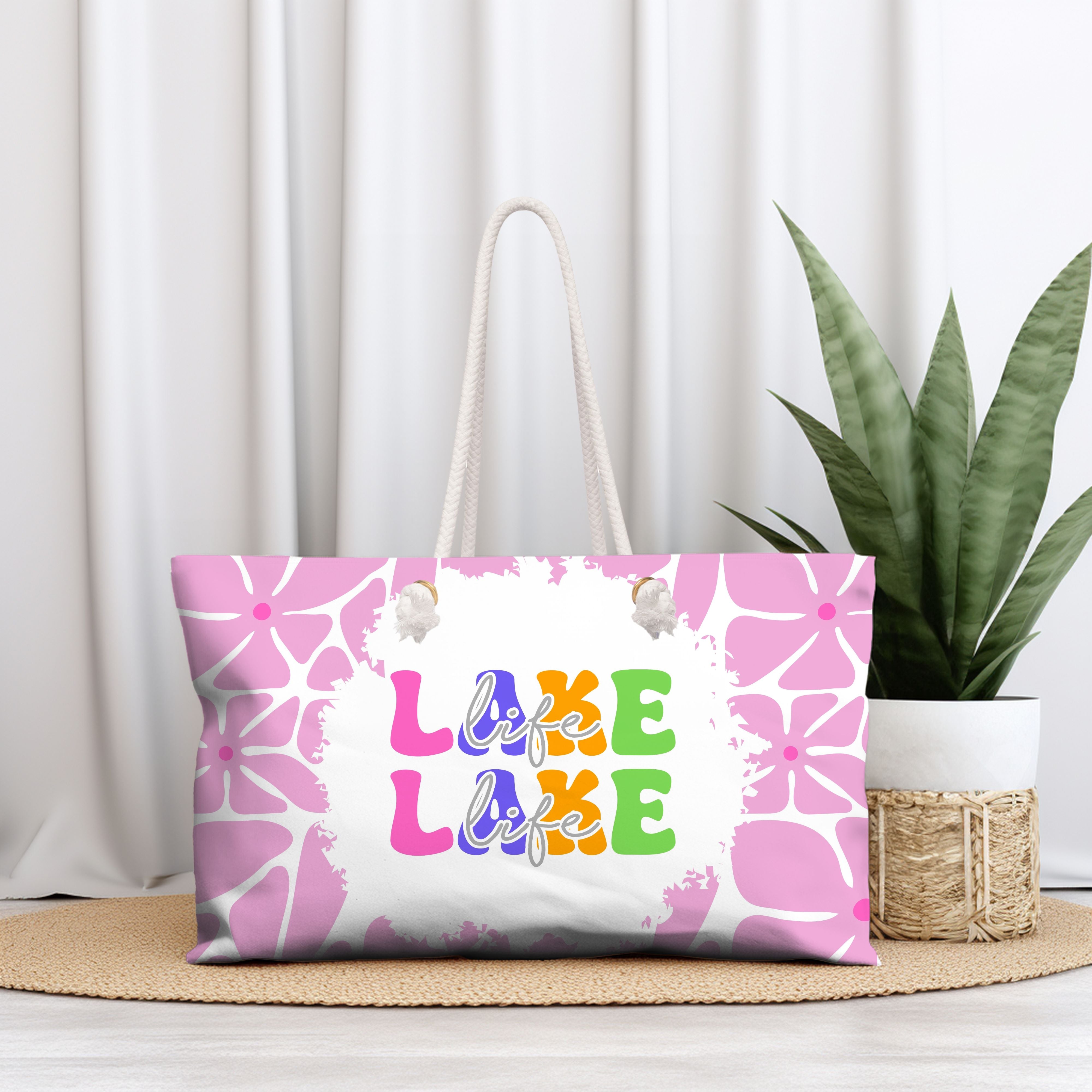 Large tote bag, weekender bag, weekender bag woman, summer bag, canvas bag, weekend bag, beach bag, travel bag, canvas tote bag, oversized tote bag, cute tote bag, beach tote, girlfriend gift, lake, shoulder bag, book bag