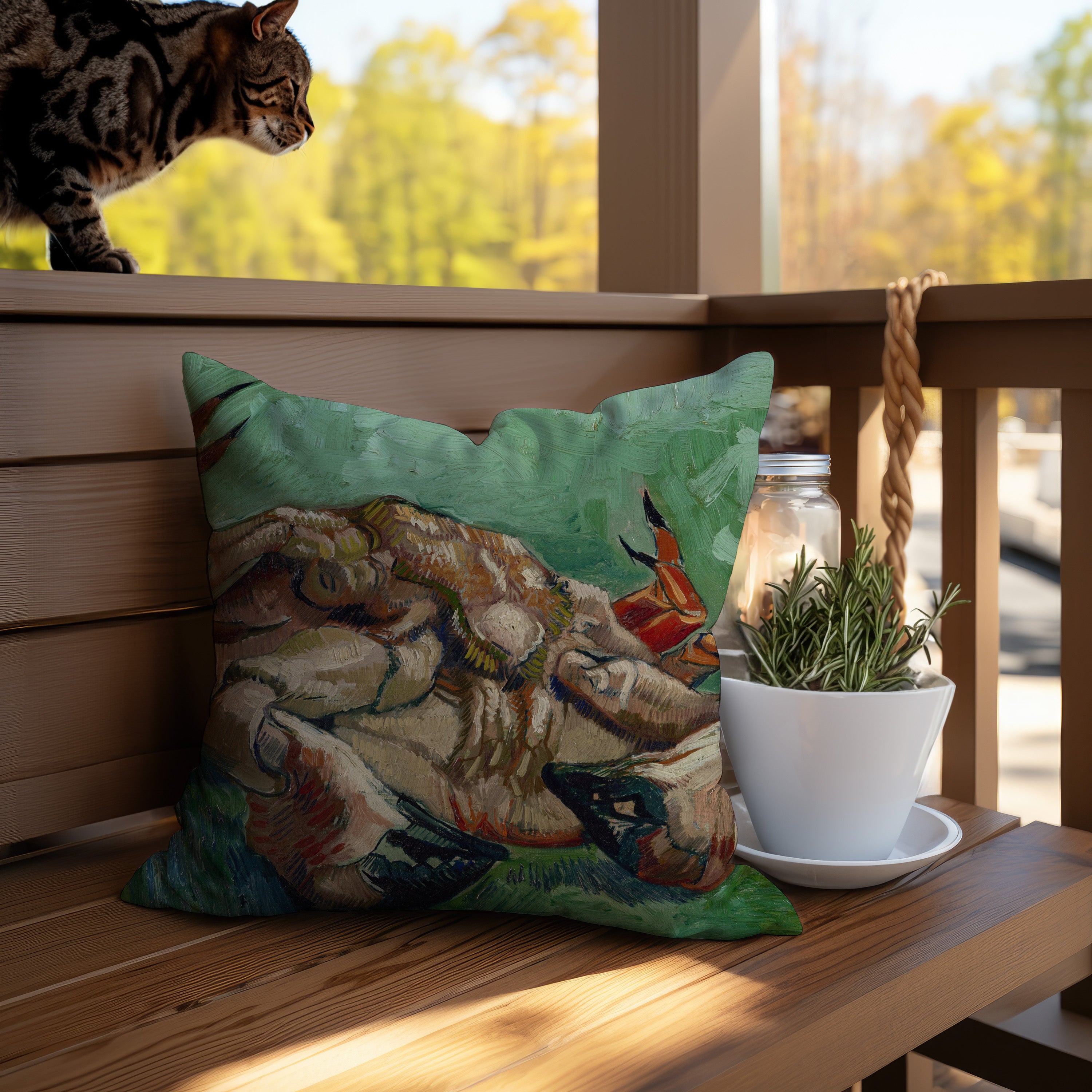 Van Gogh 'Crab on His Back' Pillow - A beautiful and unique decorative throw pillow featuring an artistic rendition of a crab by Vincent Van Gogh