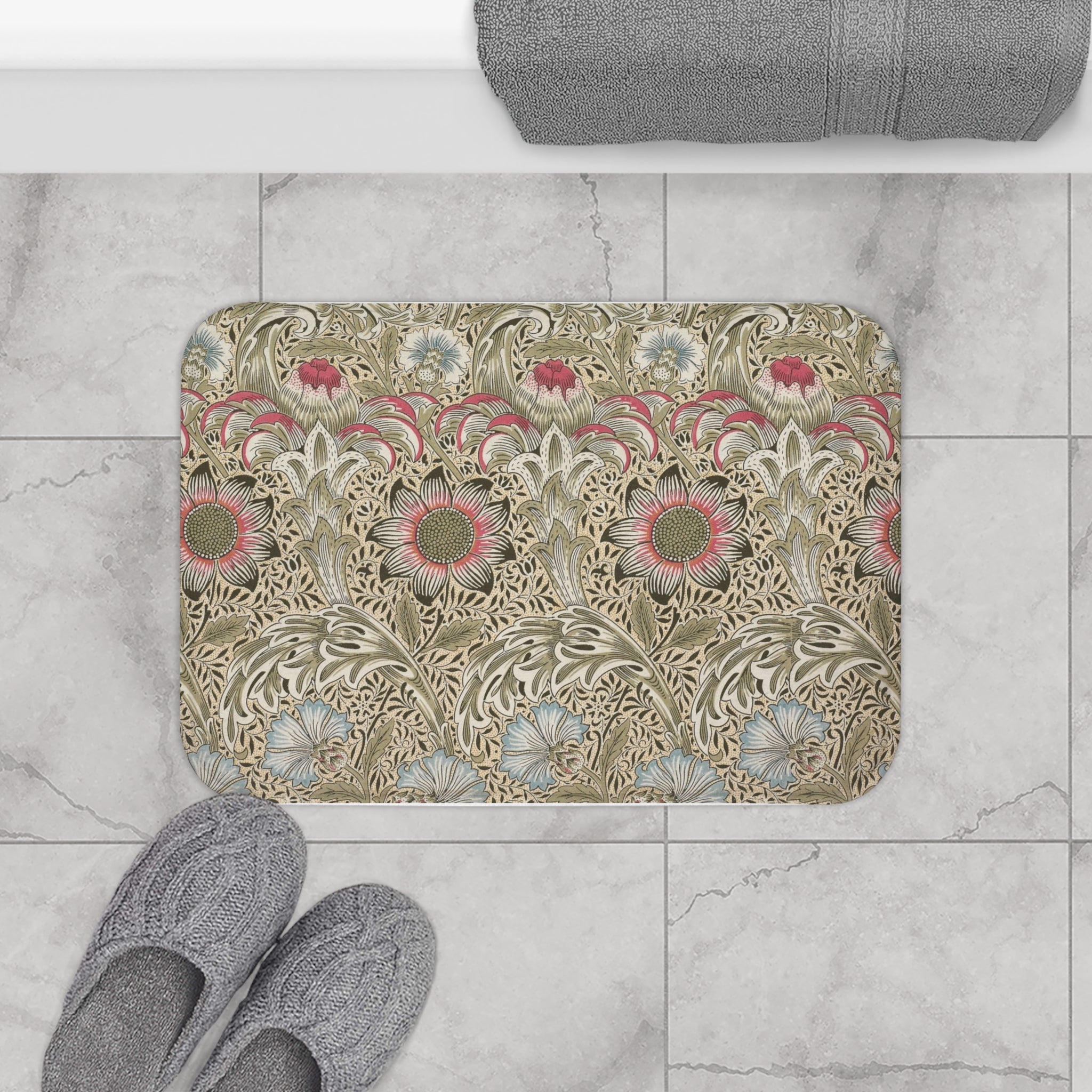 Bath mat, bath mats, bathroom rug, bathroom decor, bathroom accessories, vintage rug, apartment decor, housewarming, bath mat rug, rug for bathroom, floral bath mat, bath rug, floral bath rug