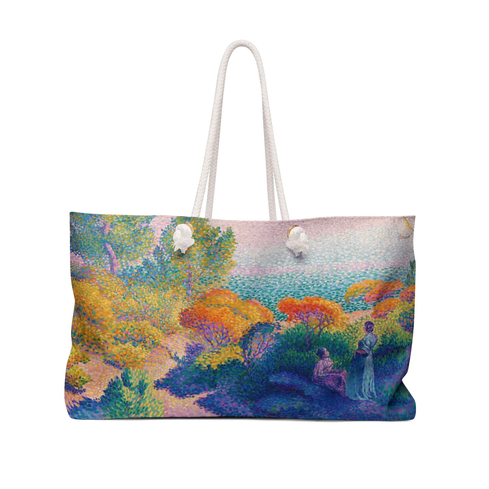 Beautiful and spacious tote bag with a serene seaside artwork