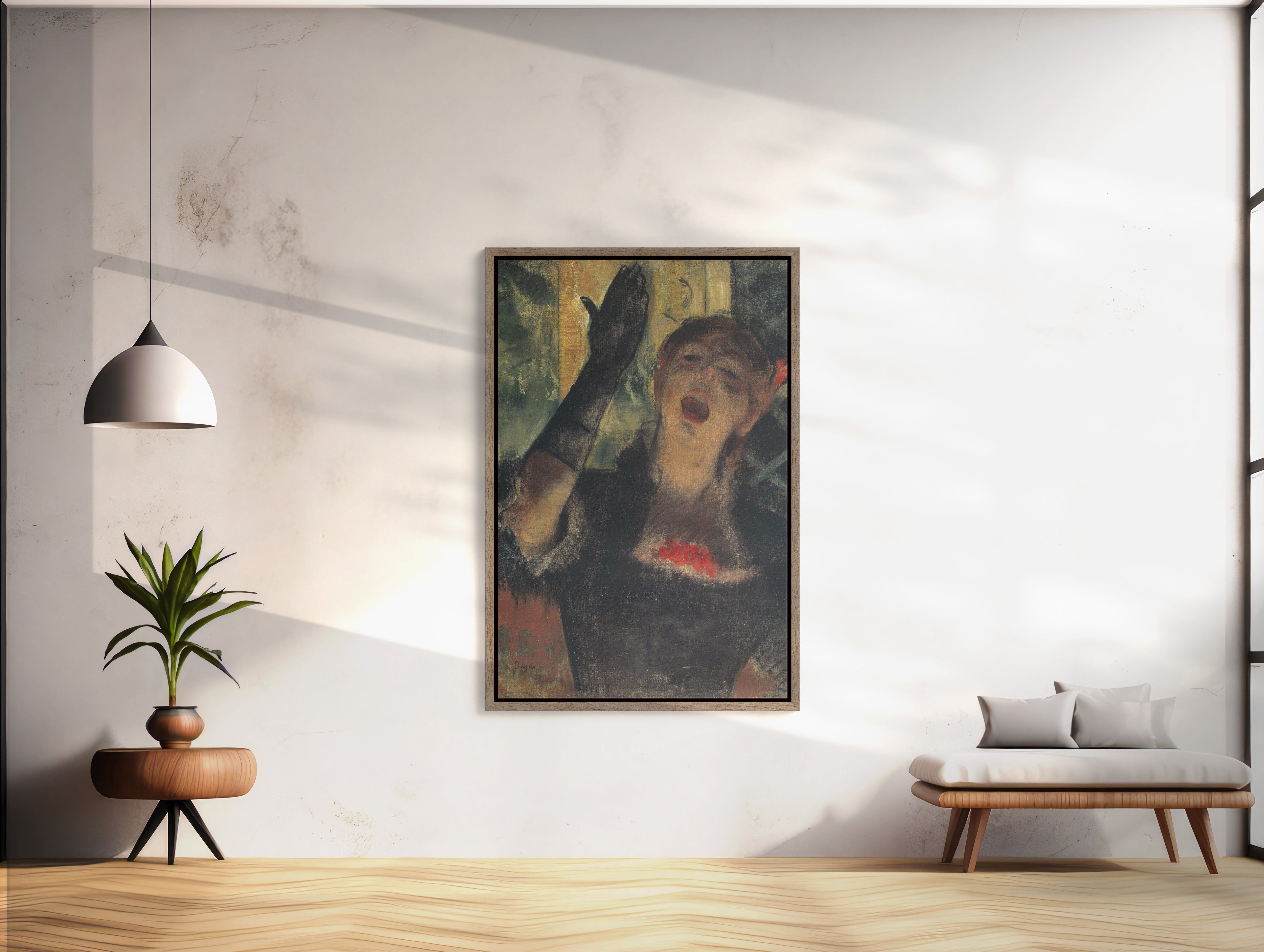  XL framed canvas showcasing the fine mastery of Edgar Degas' 'Café Singer' classic artwork