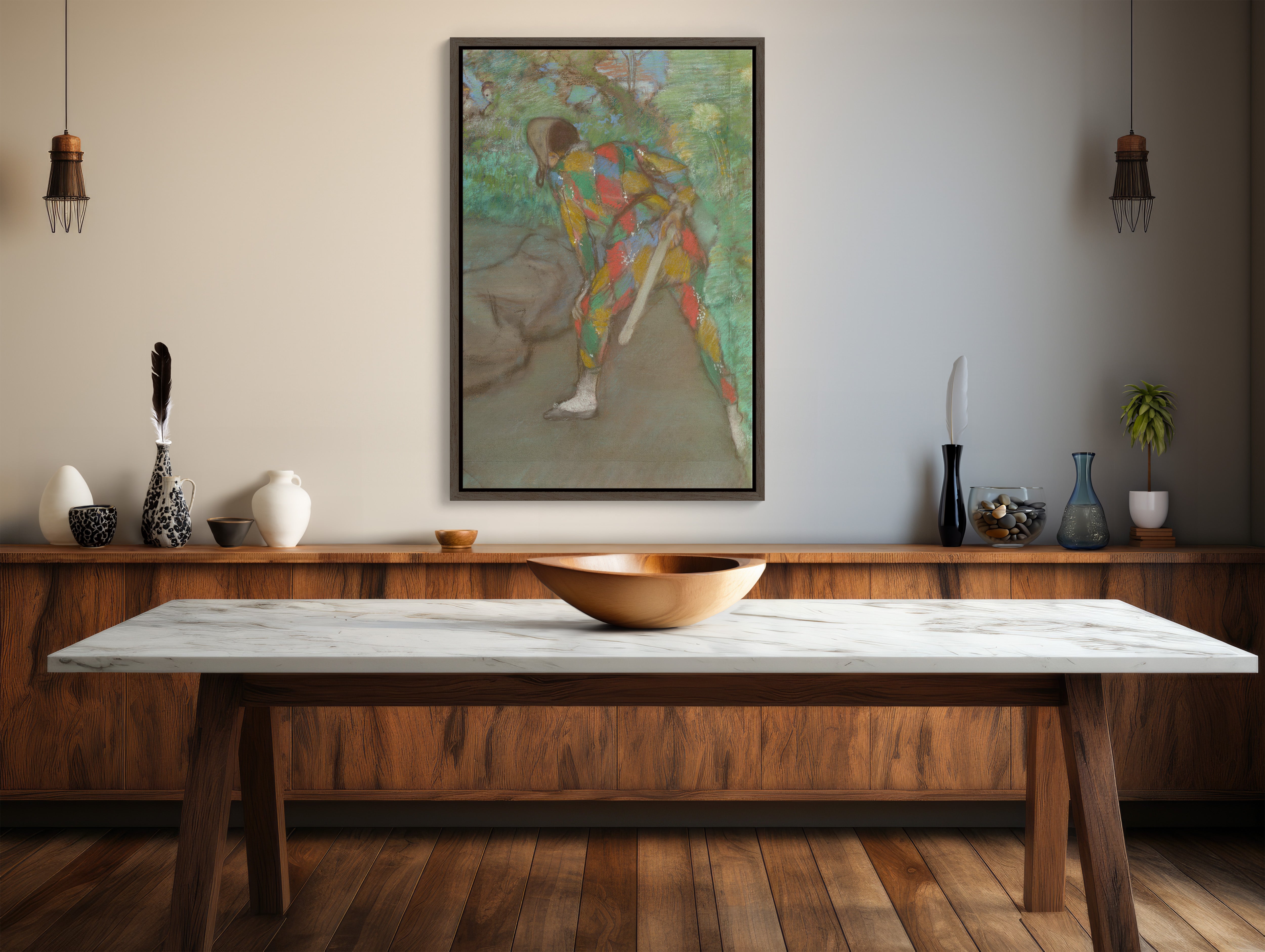 Large Wall Art Masterpiece: Degas' Enchanting 'Harlequin' painting in a gold frame