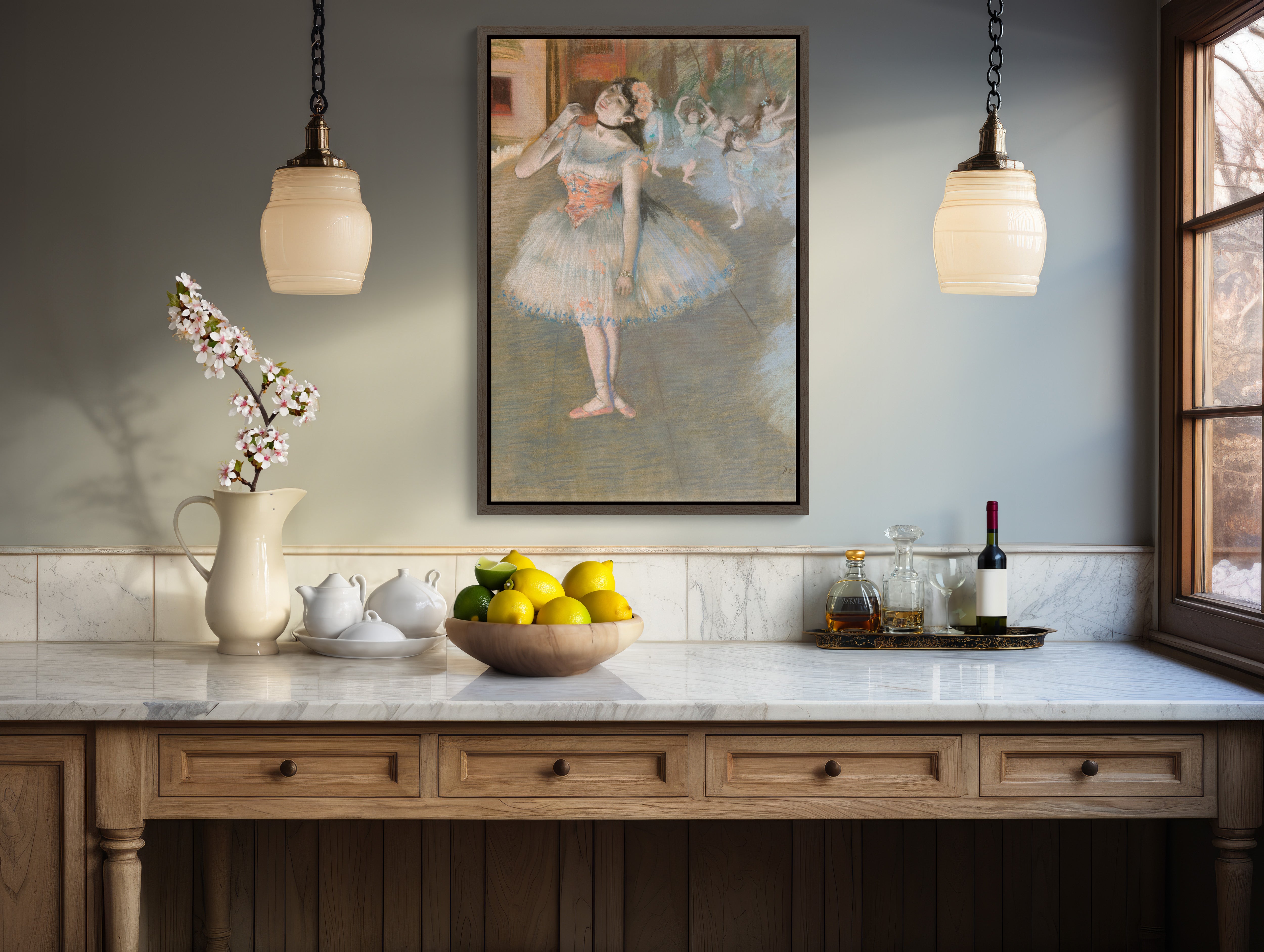 A stunning XL framed canvas of Degas' iconic painting 'The Star'