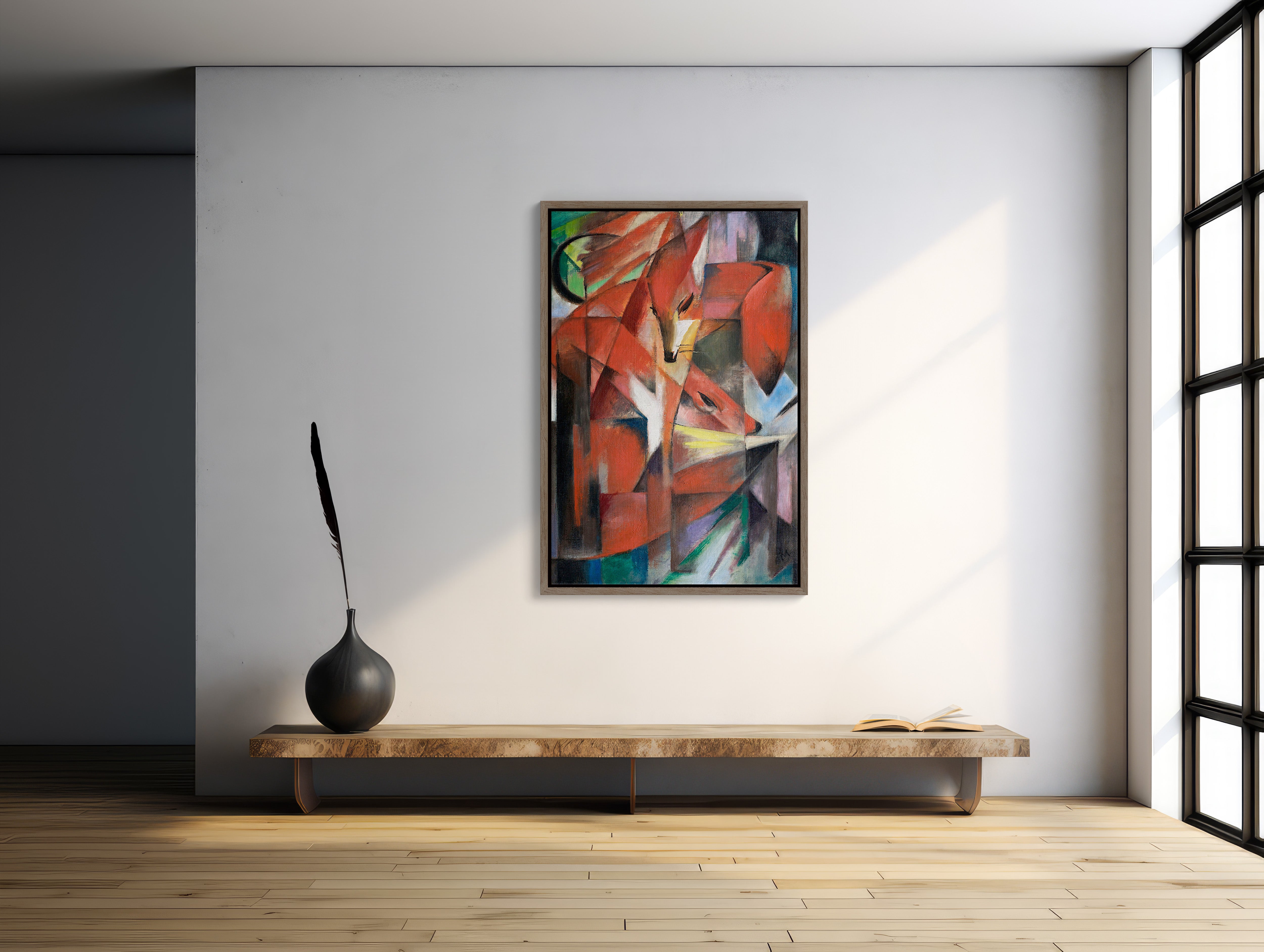 Immerse yourself in the captivating world of 'The Foxes' by Franz Marc through this large wall art masterpiece