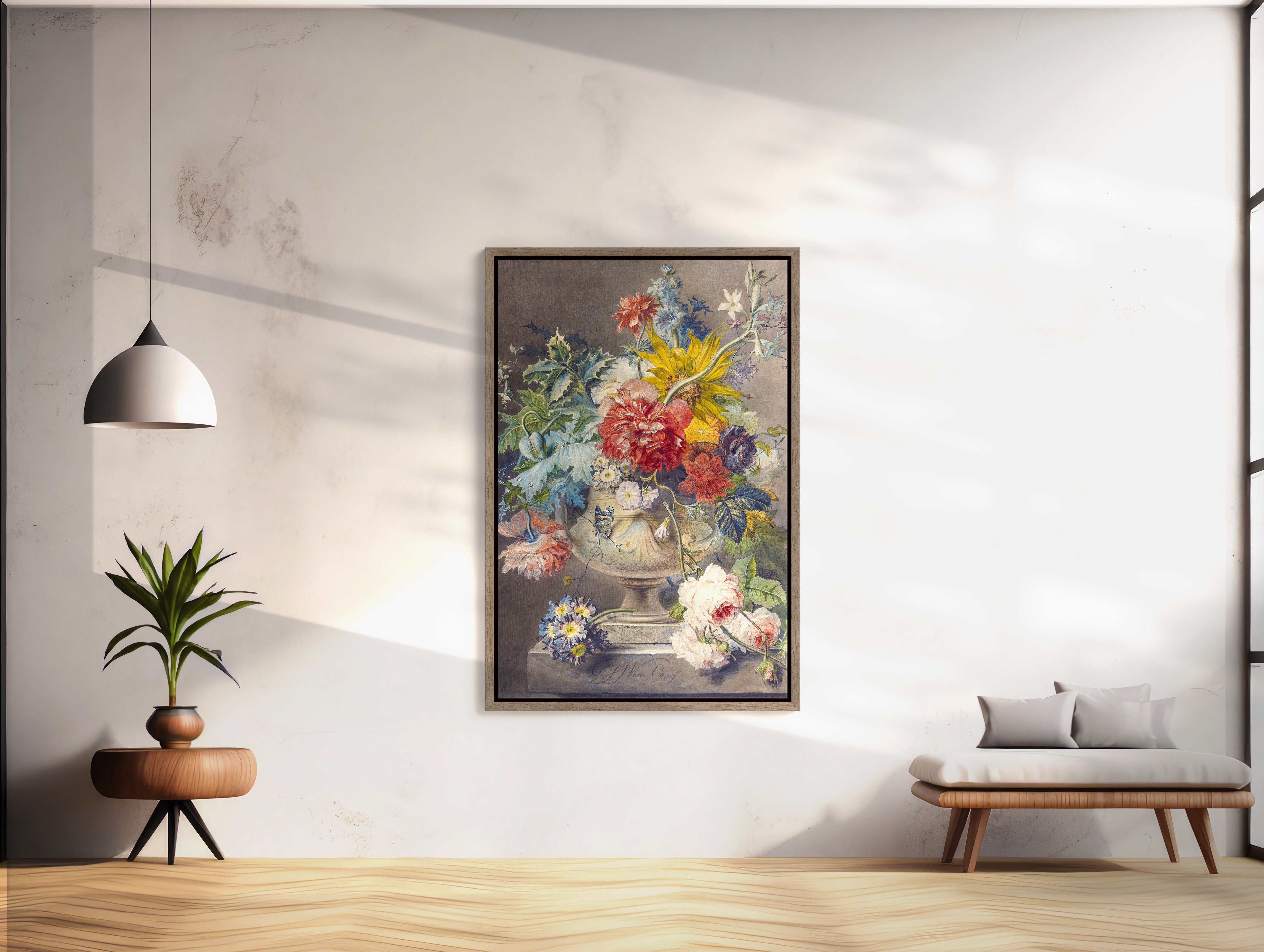 Gorgeous and elegant floral vase artwork on a large canvas