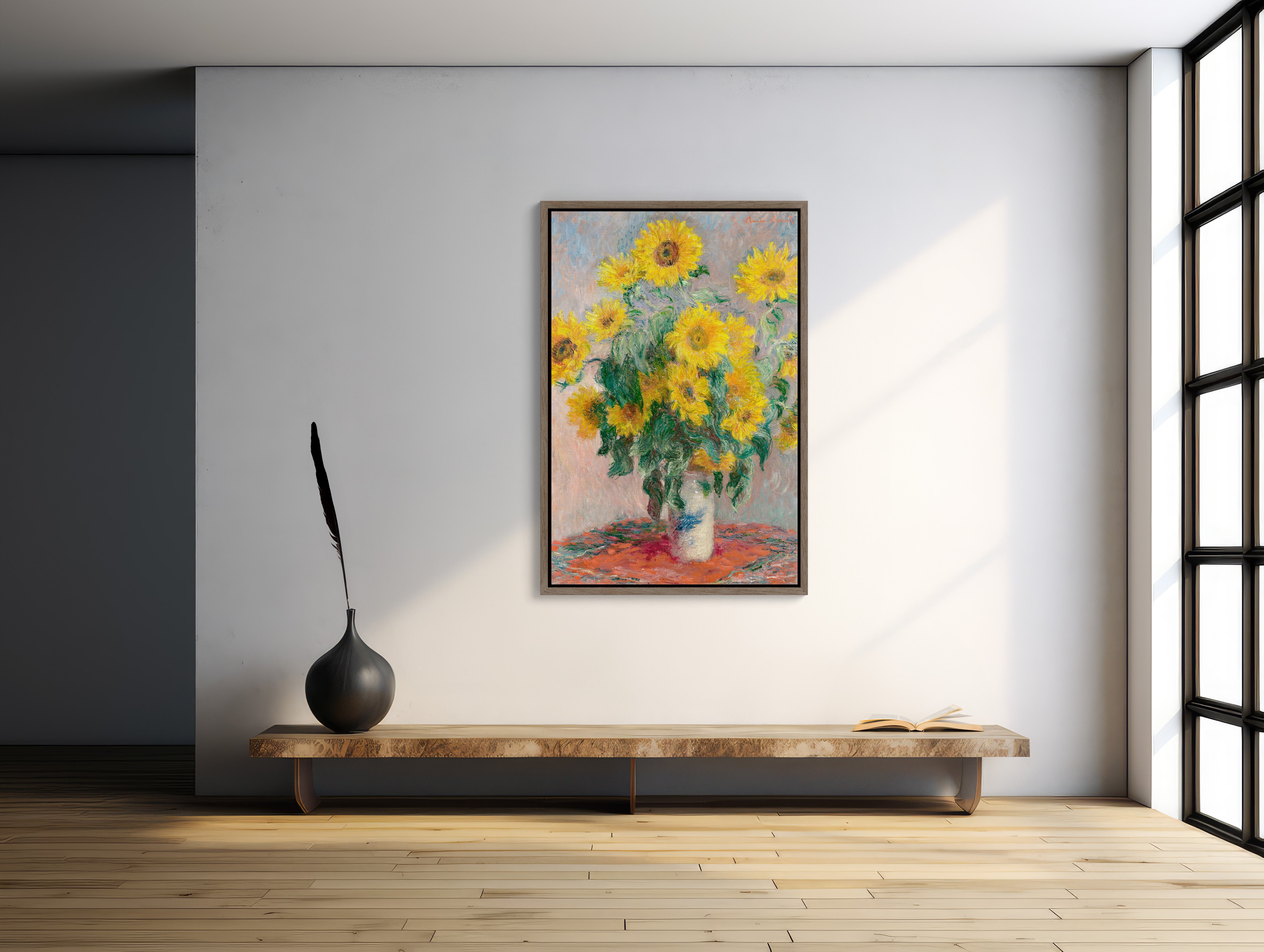 Beautiful and vibrant Monet's Bouquet of Sunflowers large wall art