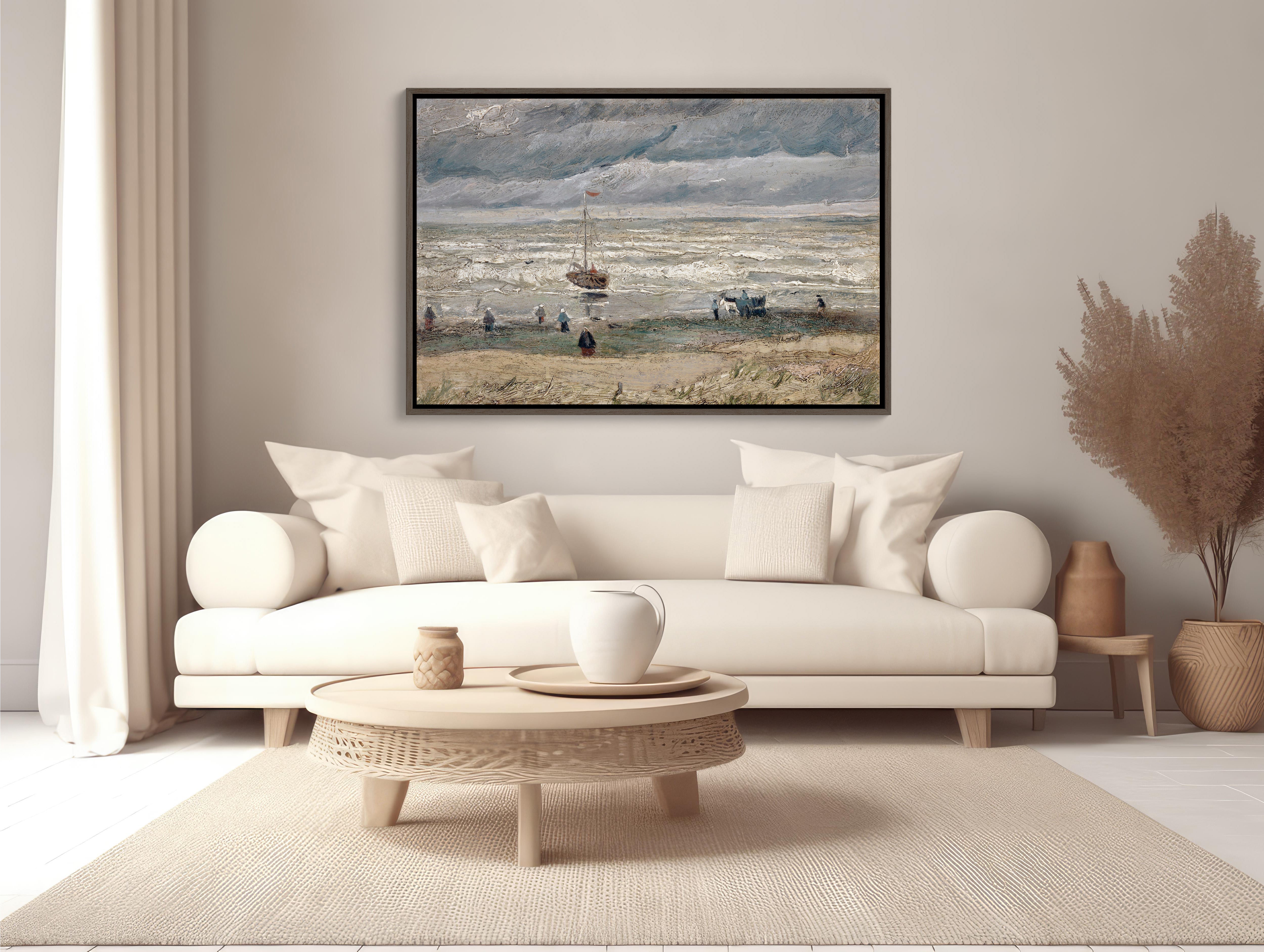 Extra-large wall art featuring Van Gogh's iconic Beach at Scheveningen painting