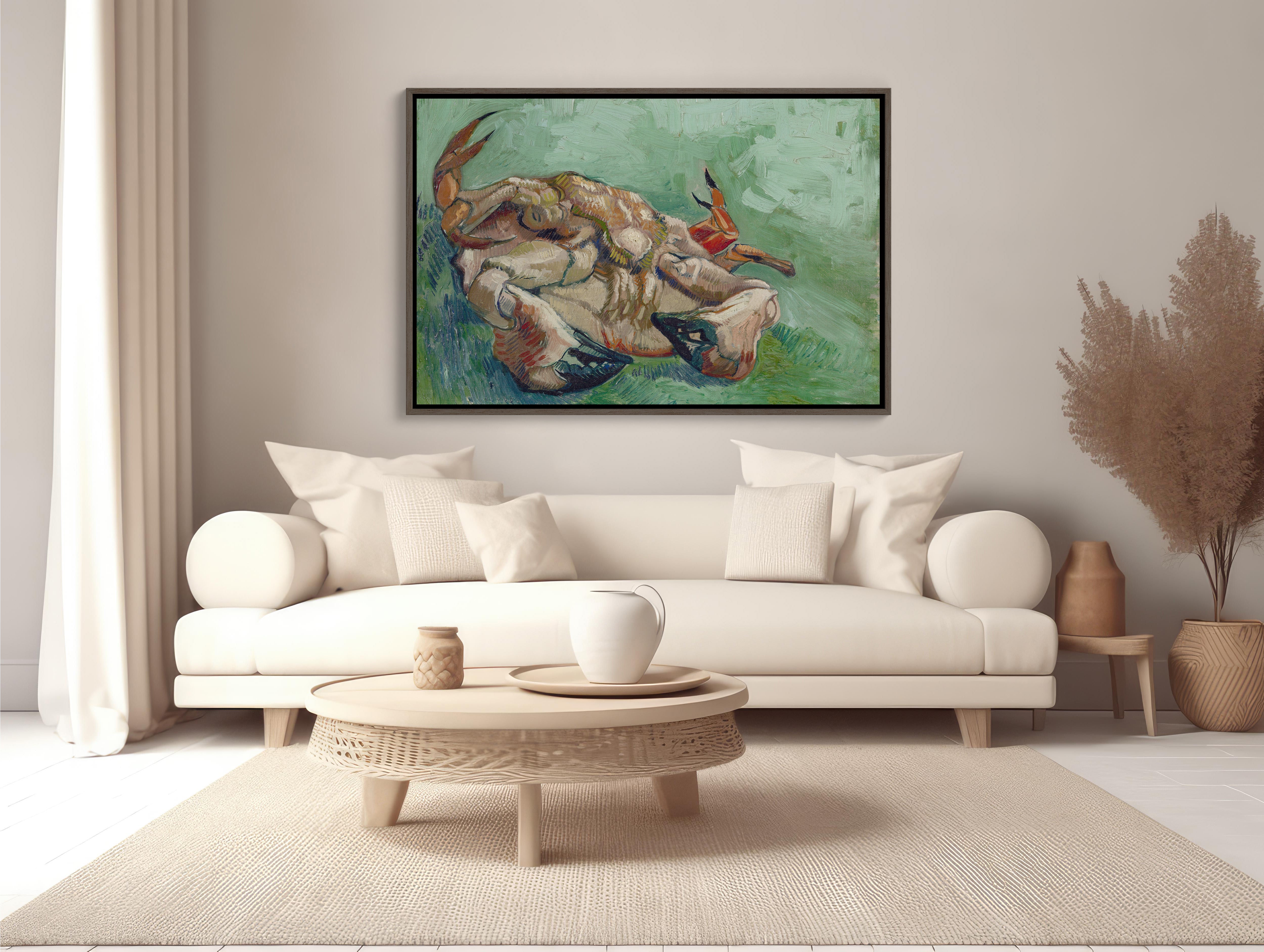 Extra Large Wall Art: Van Gogh's Crab on His Back - 48x32 Framed Canvas Print depicting the famous artwork by Van Gogh