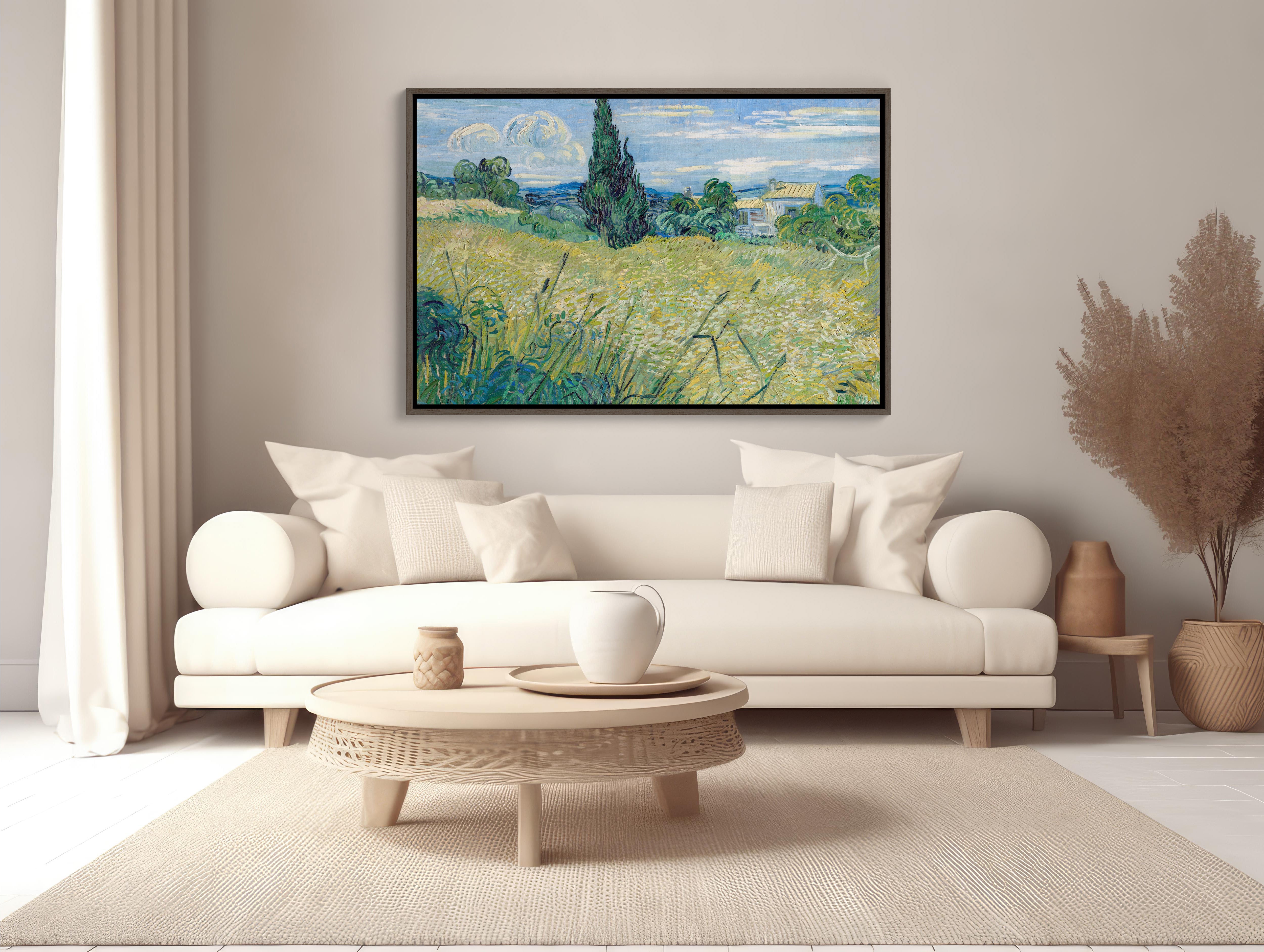 Vibrant and detailed Van Gogh Green Wheat Field 48x32 canvas painting