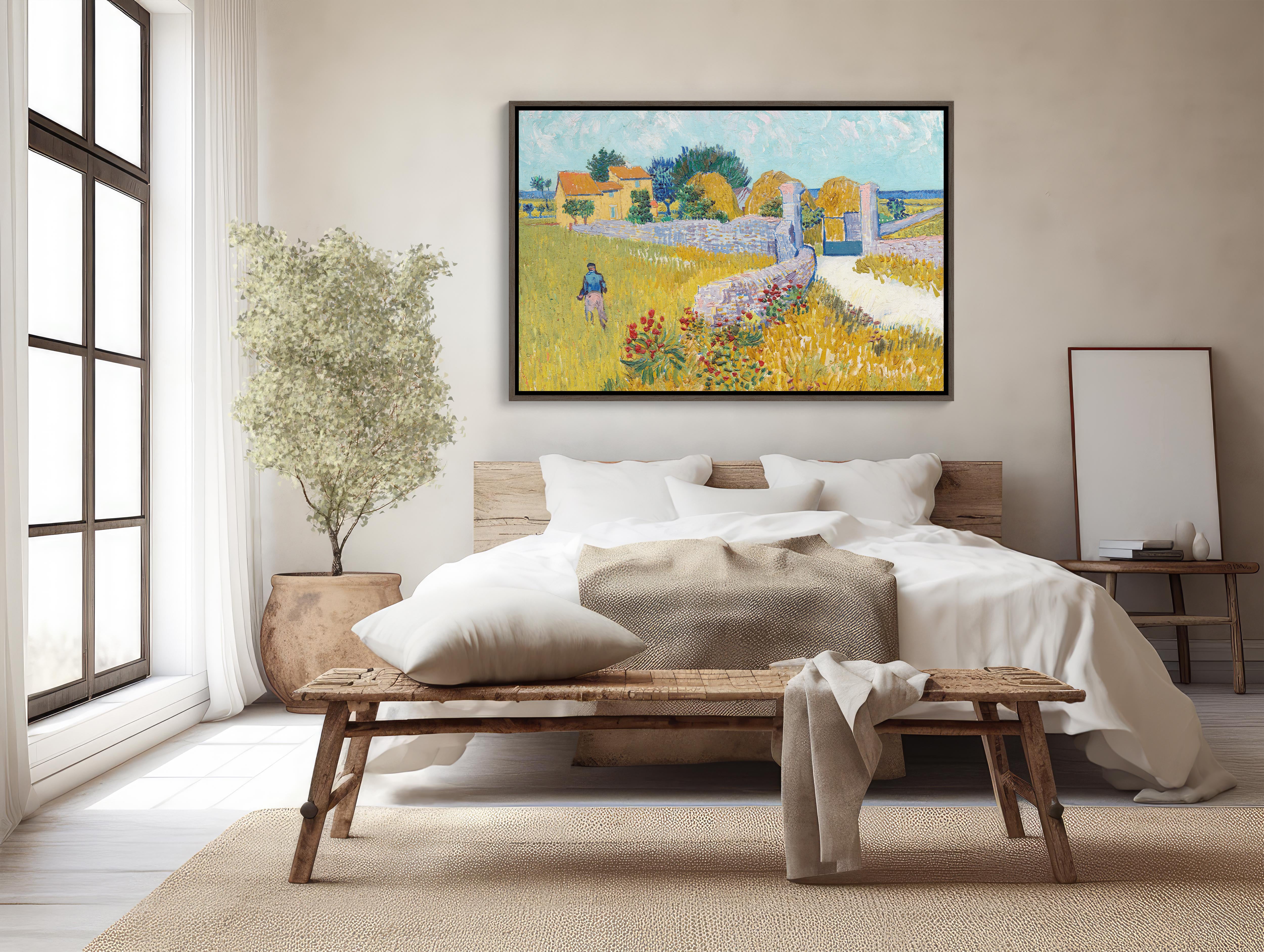 Stunning extra large wall art of Van Gogh's landscape on framed canvas measuring 48x32 inches