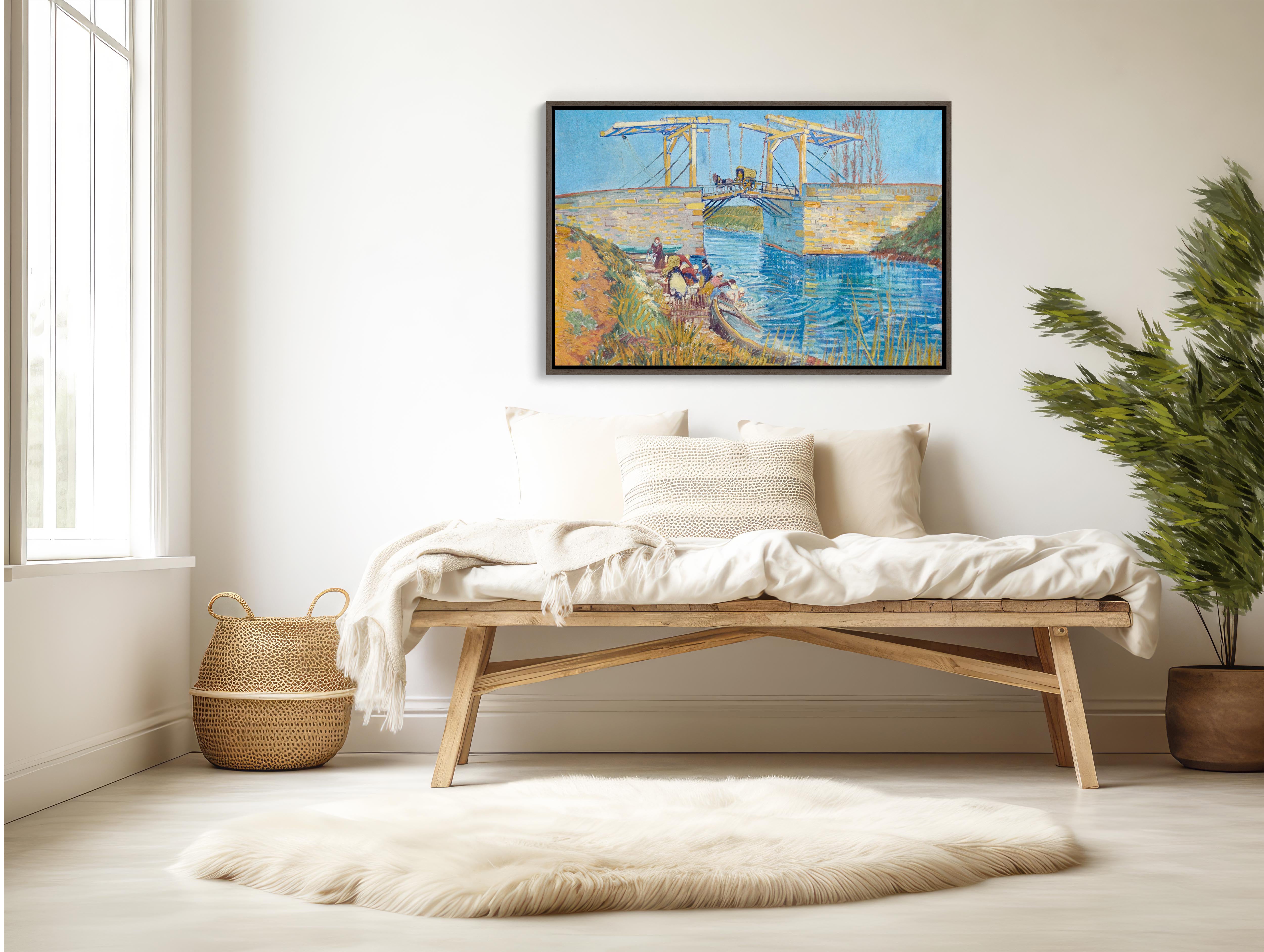 Extra large 48x32 framed canvas print of Van Gogh's Langlois Bridge artwork