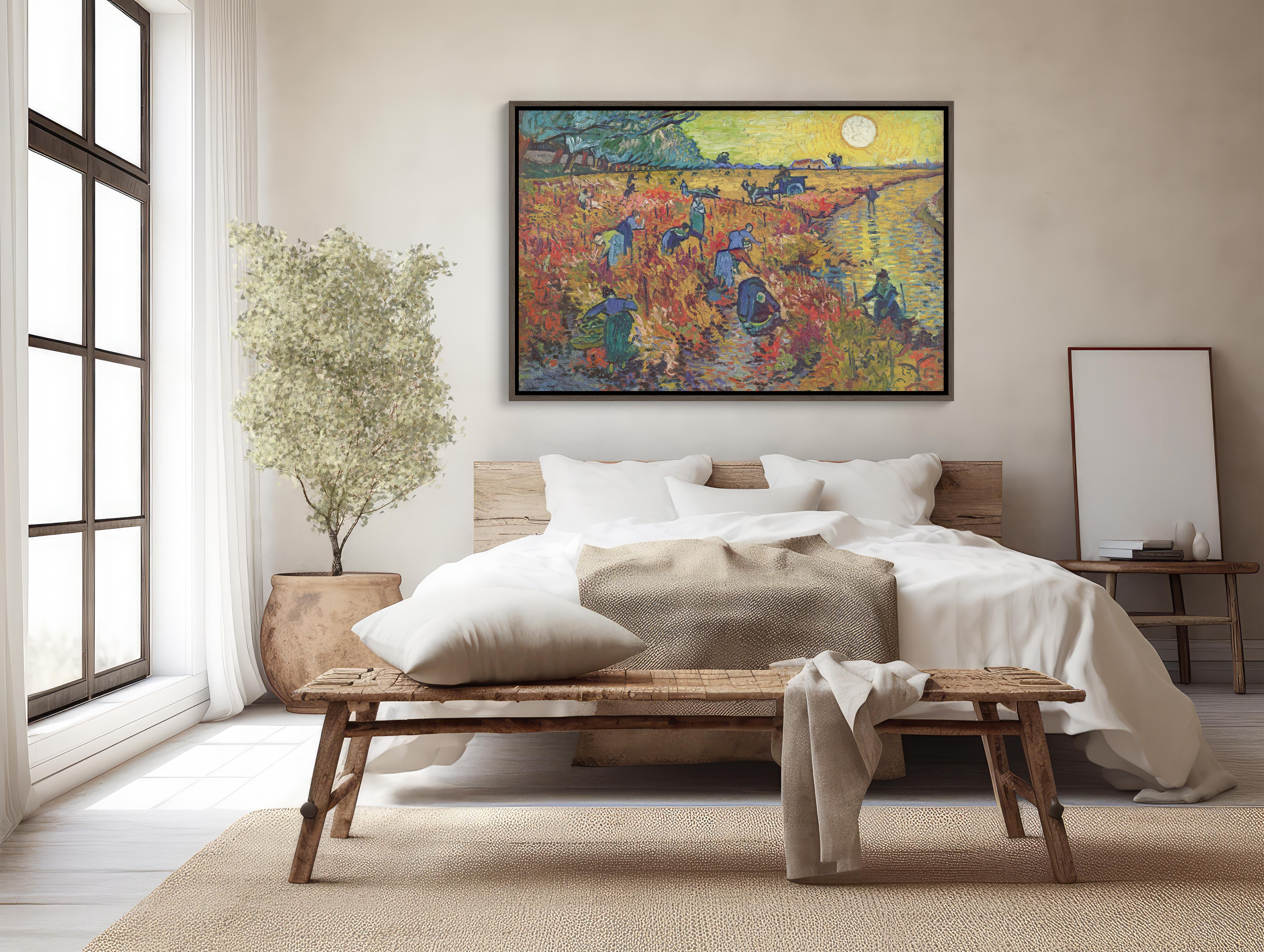 Gorgeous 48x32 framed canvas print of Van Gogh's Red Vineyard