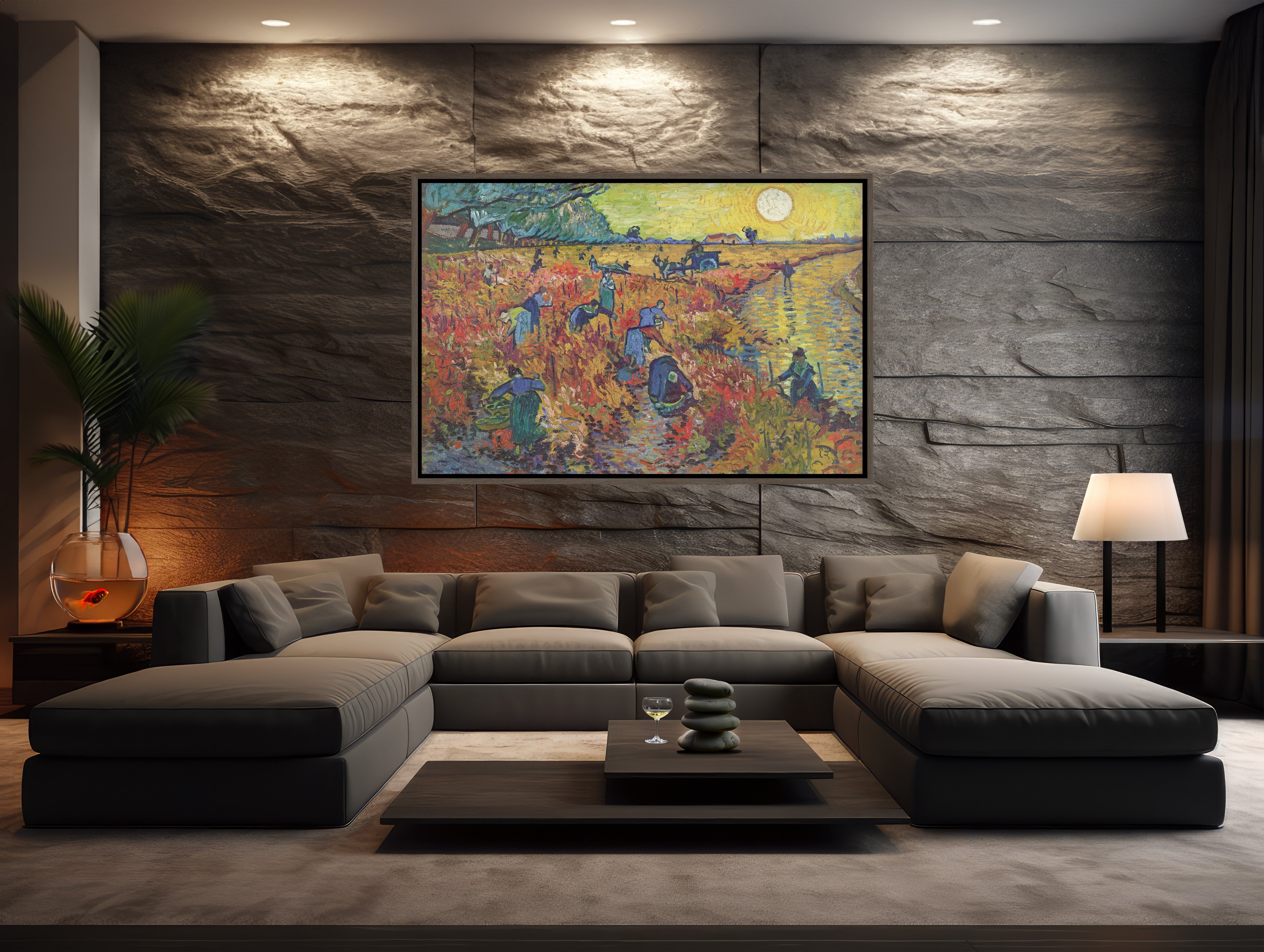 Beautiful and vibrant extra large wall art of Van Gogh's Red Vineyard