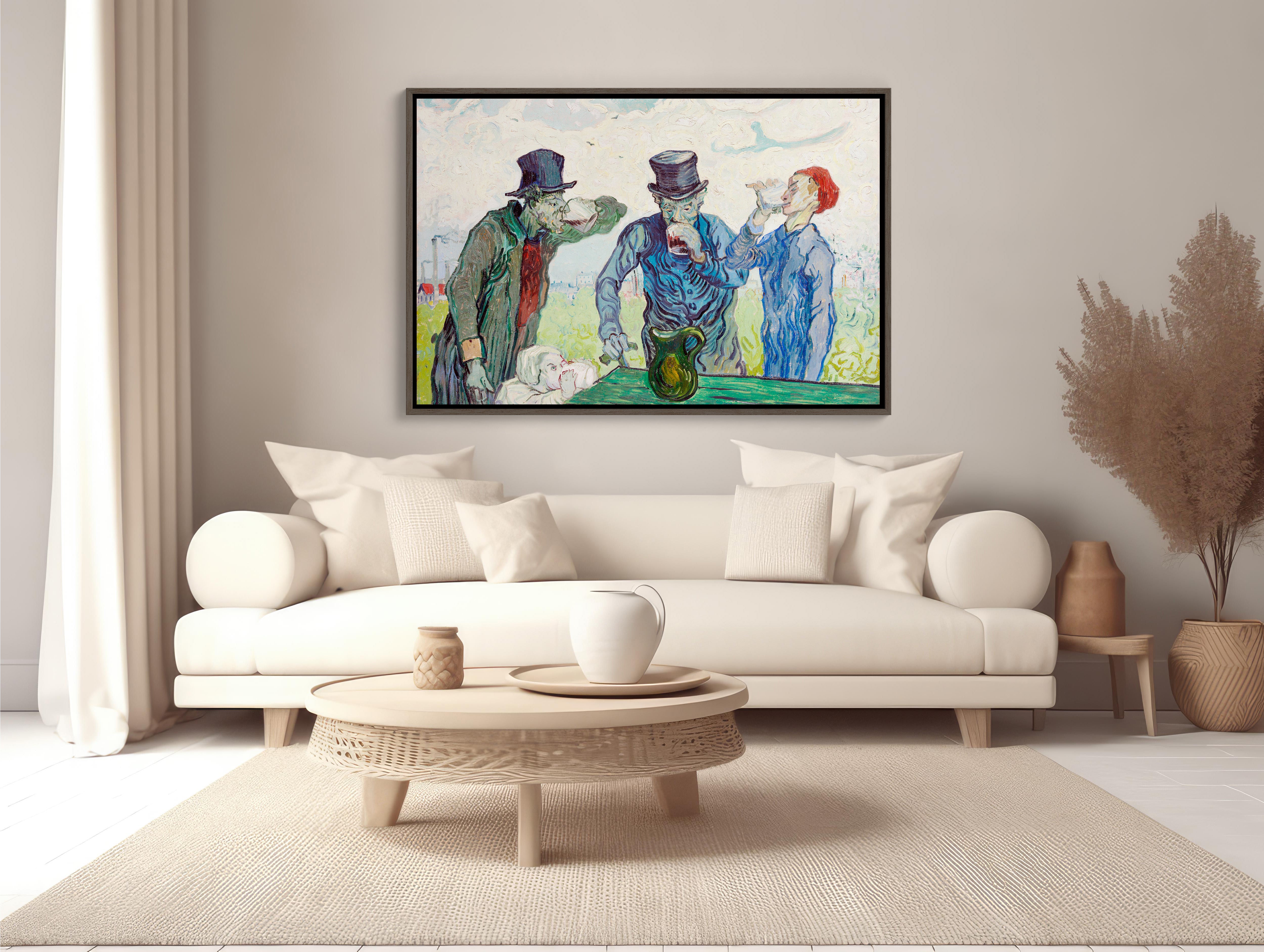 XL Fine Art: Van Gogh - The Drinkers 48x32 Framed Canvas