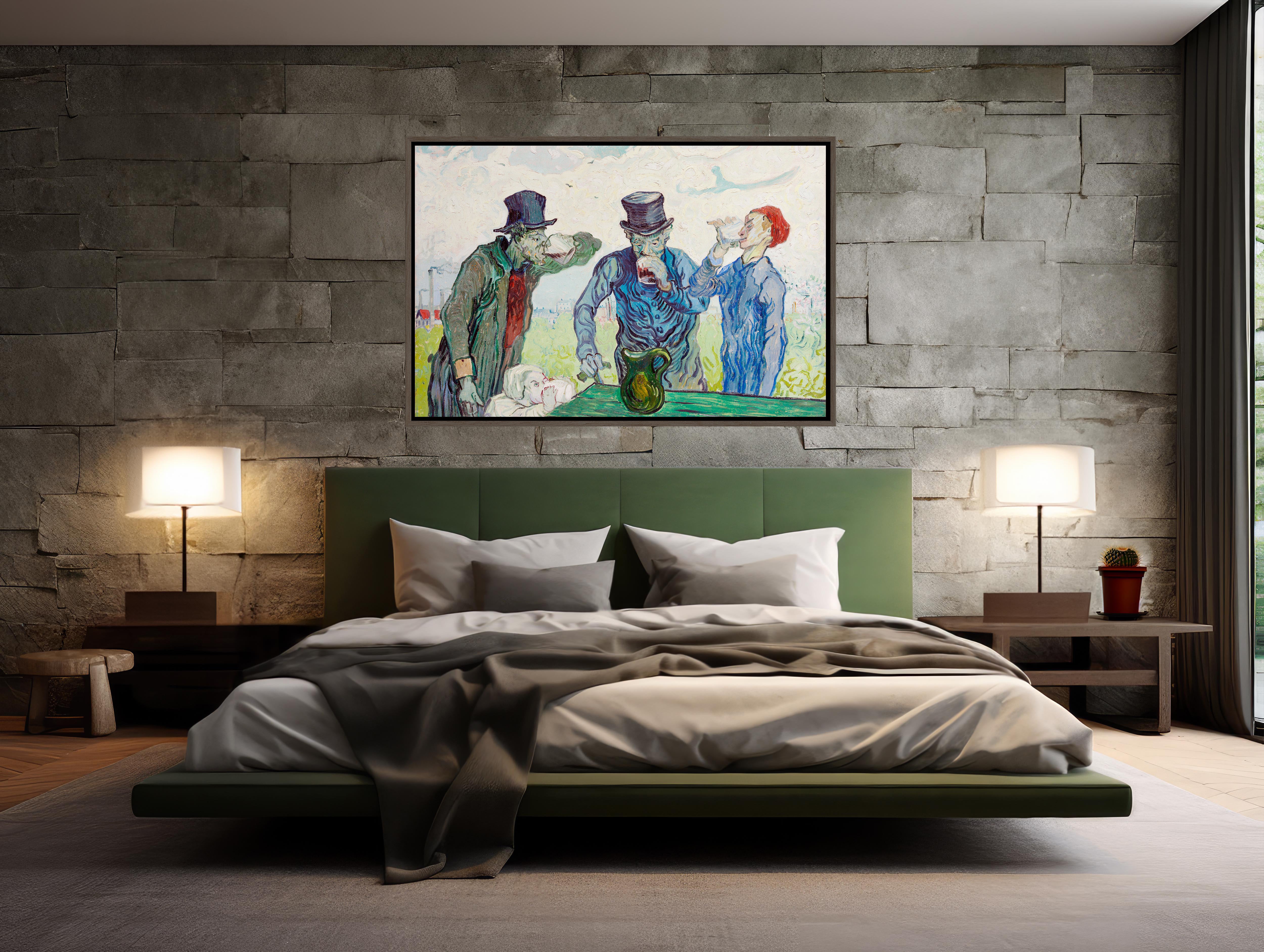  XL Framed Van Gogh Canvas Print - The Drinkers as a Classic Home Decor 