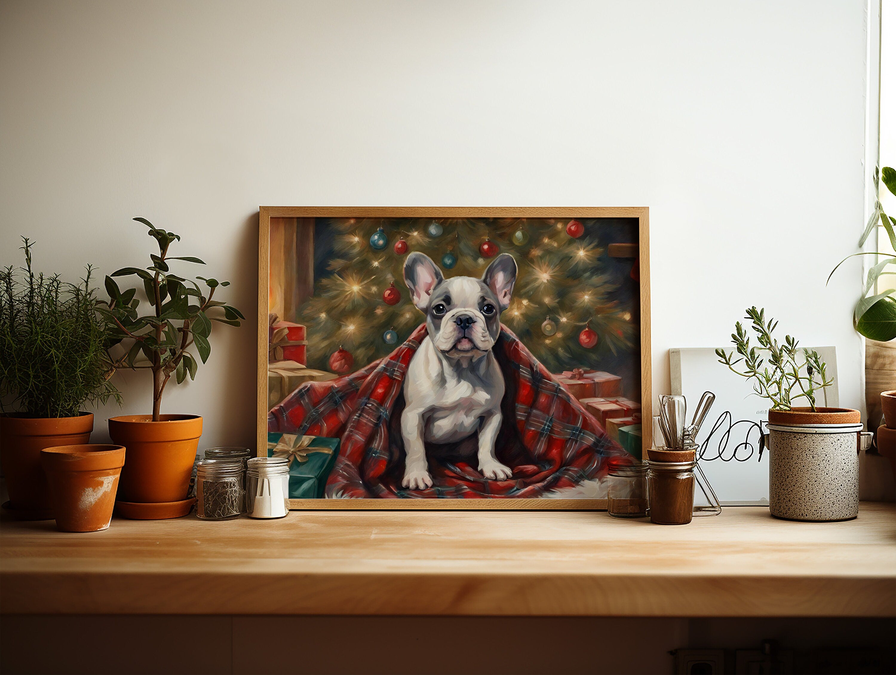 Vintage Dog Print featuring a cute French Bulldog with a classic vintage look, perfect for dog lovers