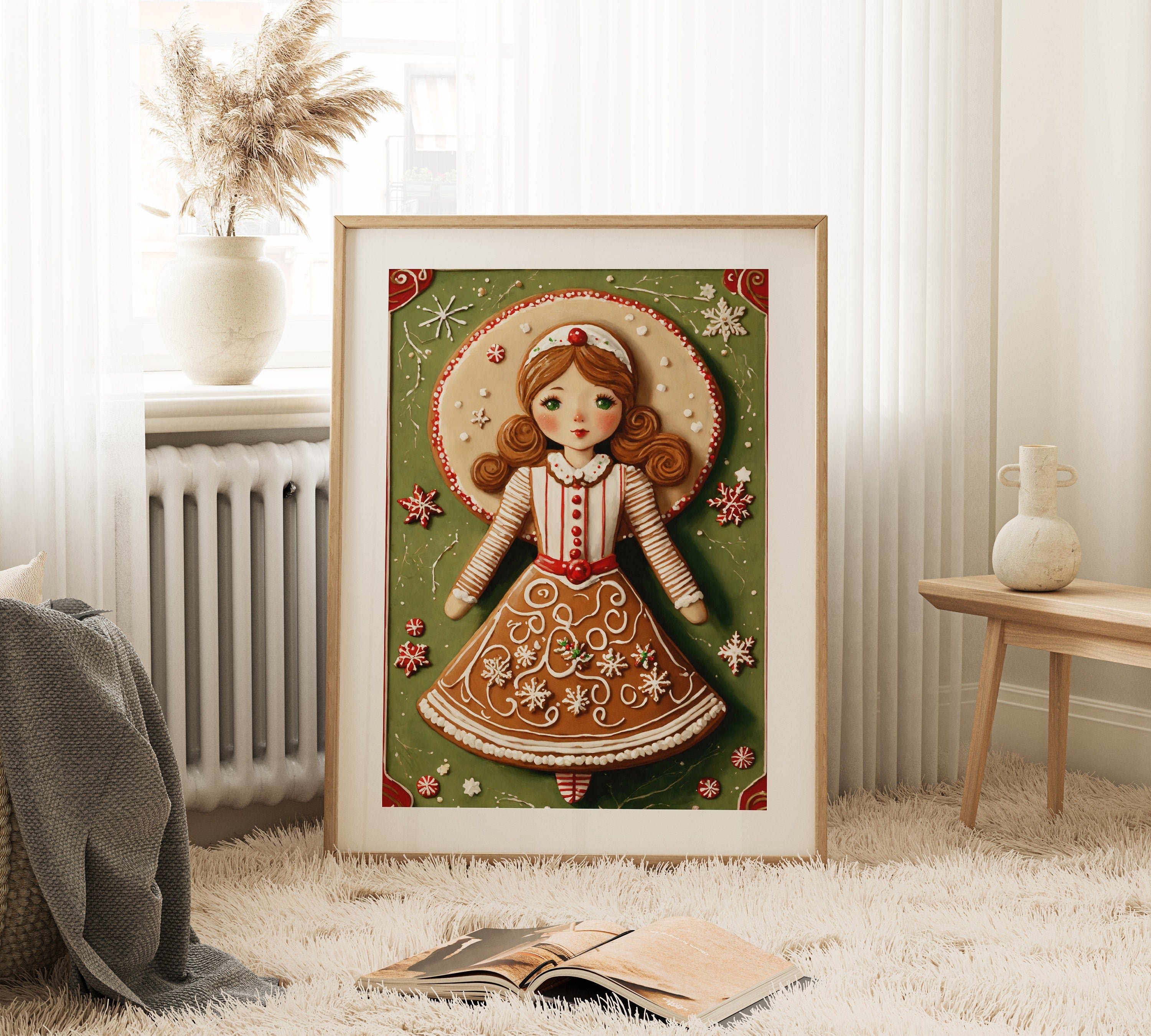 printable wall art
christmas prints
downloadable art
holiday art
winter wall art
holiday art prints
christmas wall decor
digital download
vintage artwork
farmhouse decor
christmas decor
gingerbread girl
gingerbread girl art