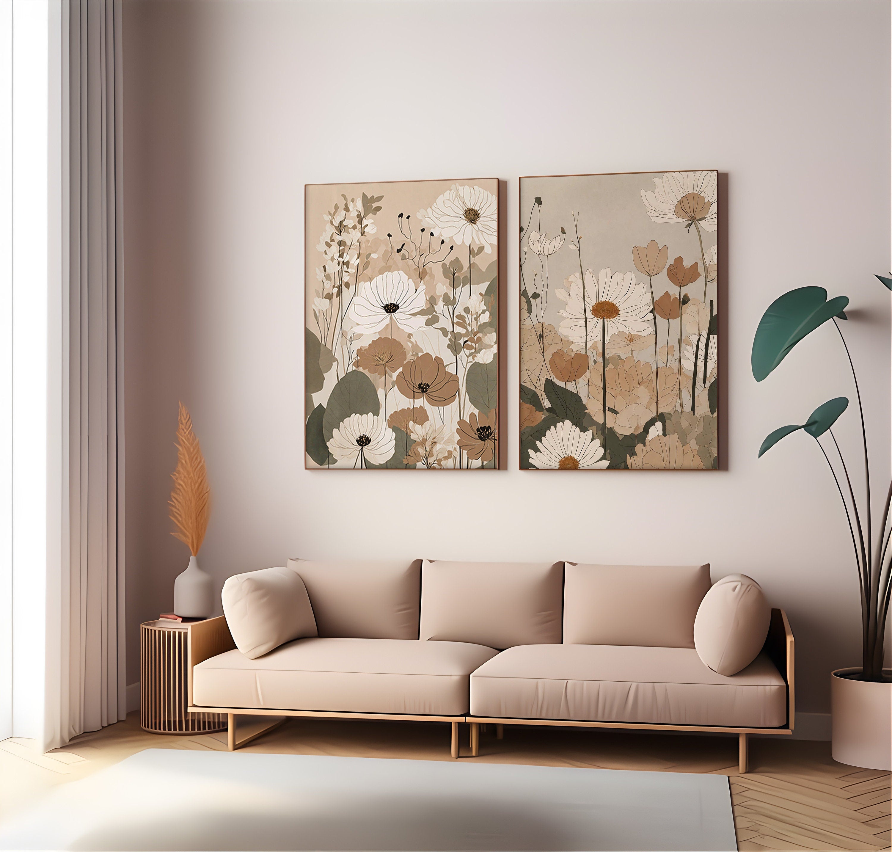 Modern artwork with muted color palette for home decor