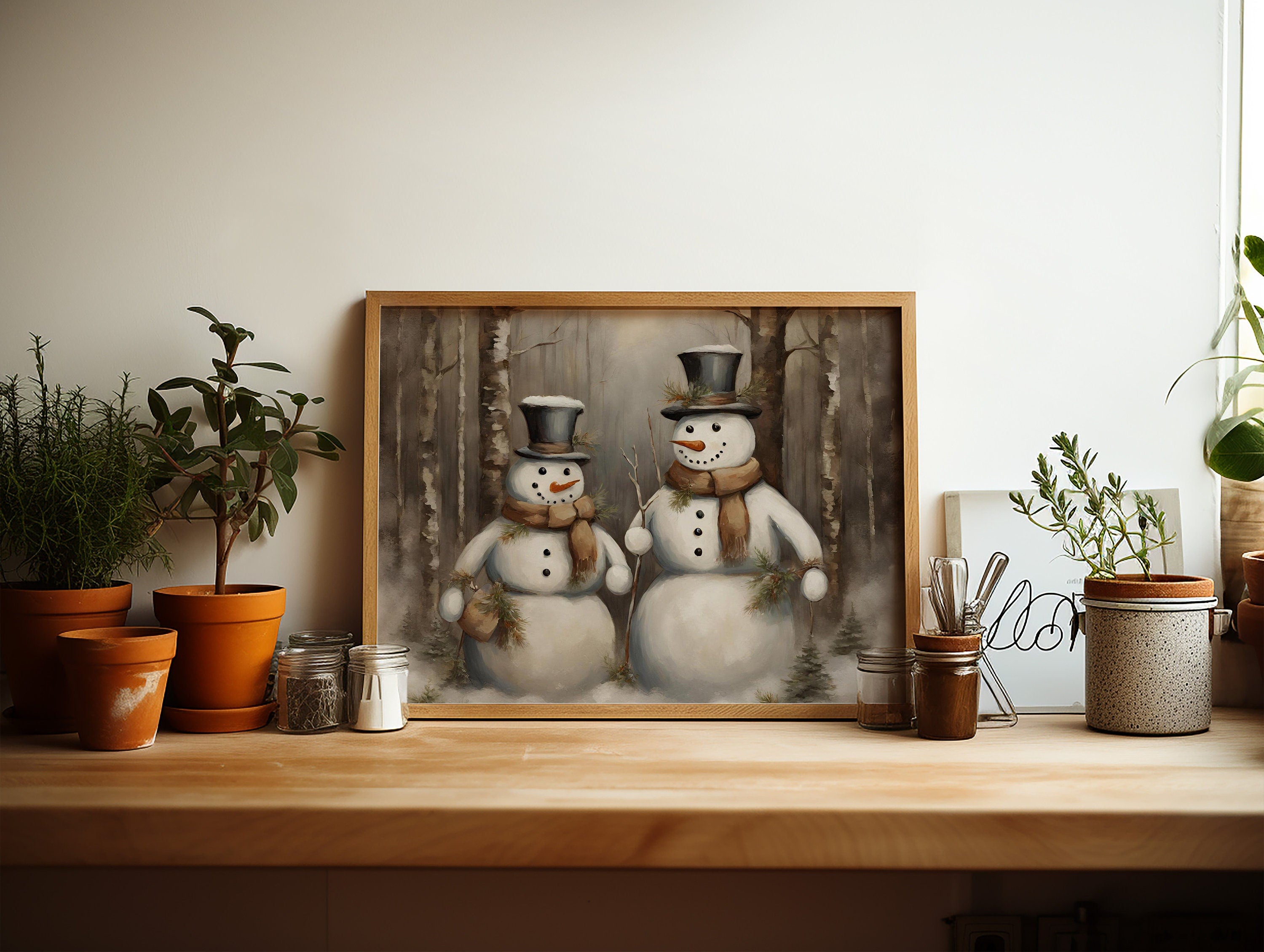 Printable Art featuring Vintage Snowman for Christmas Decor