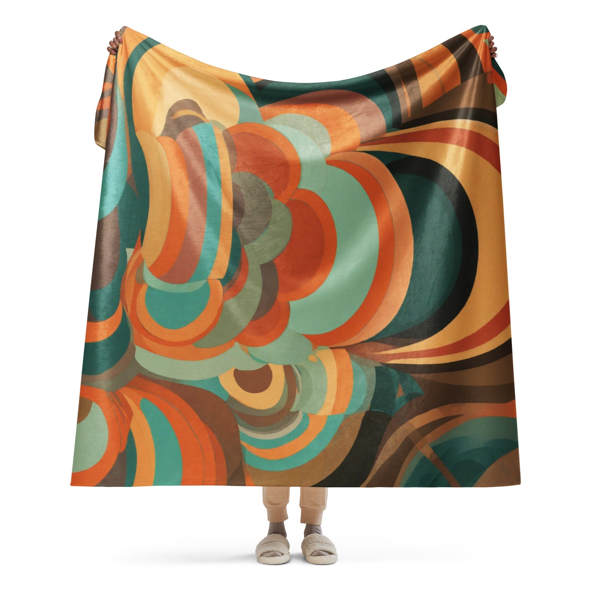 Colorful and trendy retro sherpa blanket for a cozy and chic living space