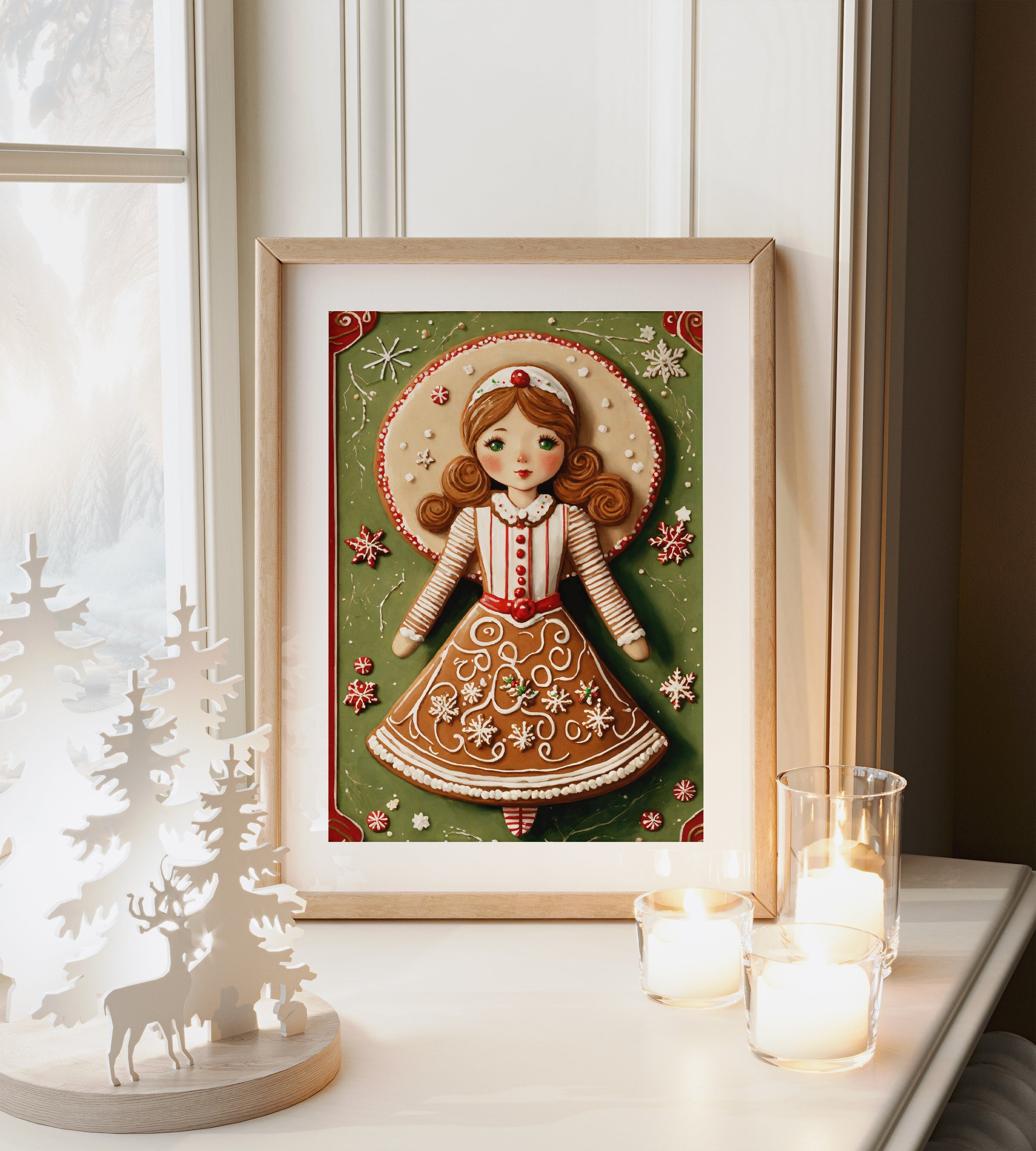 printable wall art
christmas prints
downloadable art
holiday art
winter wall art
holiday art prints
christmas wall decor
digital download
vintage artwork
farmhouse decor
christmas decor
gingerbread girl
gingerbread girl art