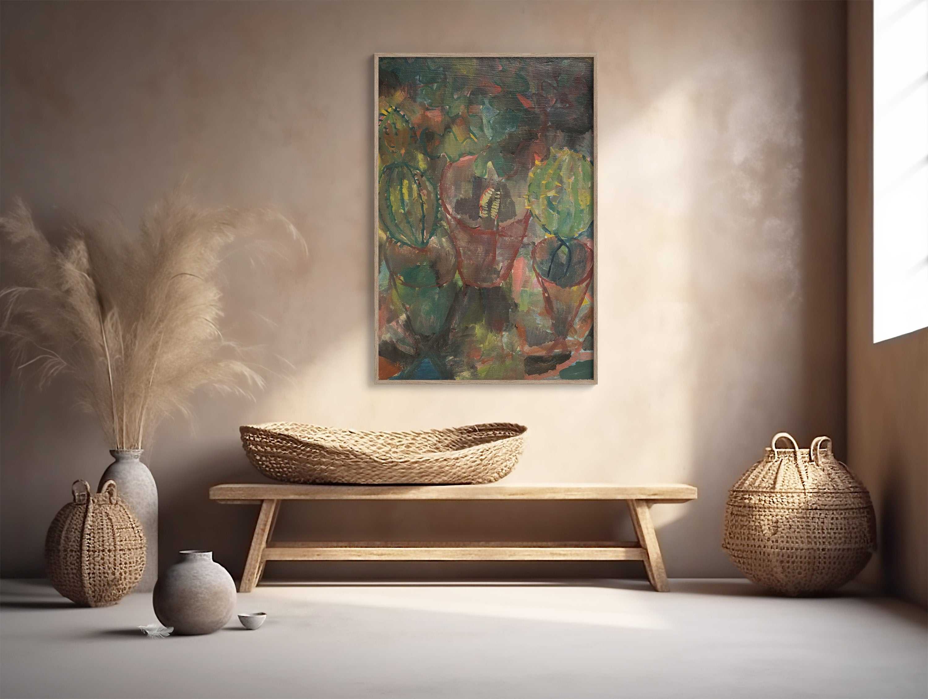 Large abstract wall art with vibrant colors and modern design