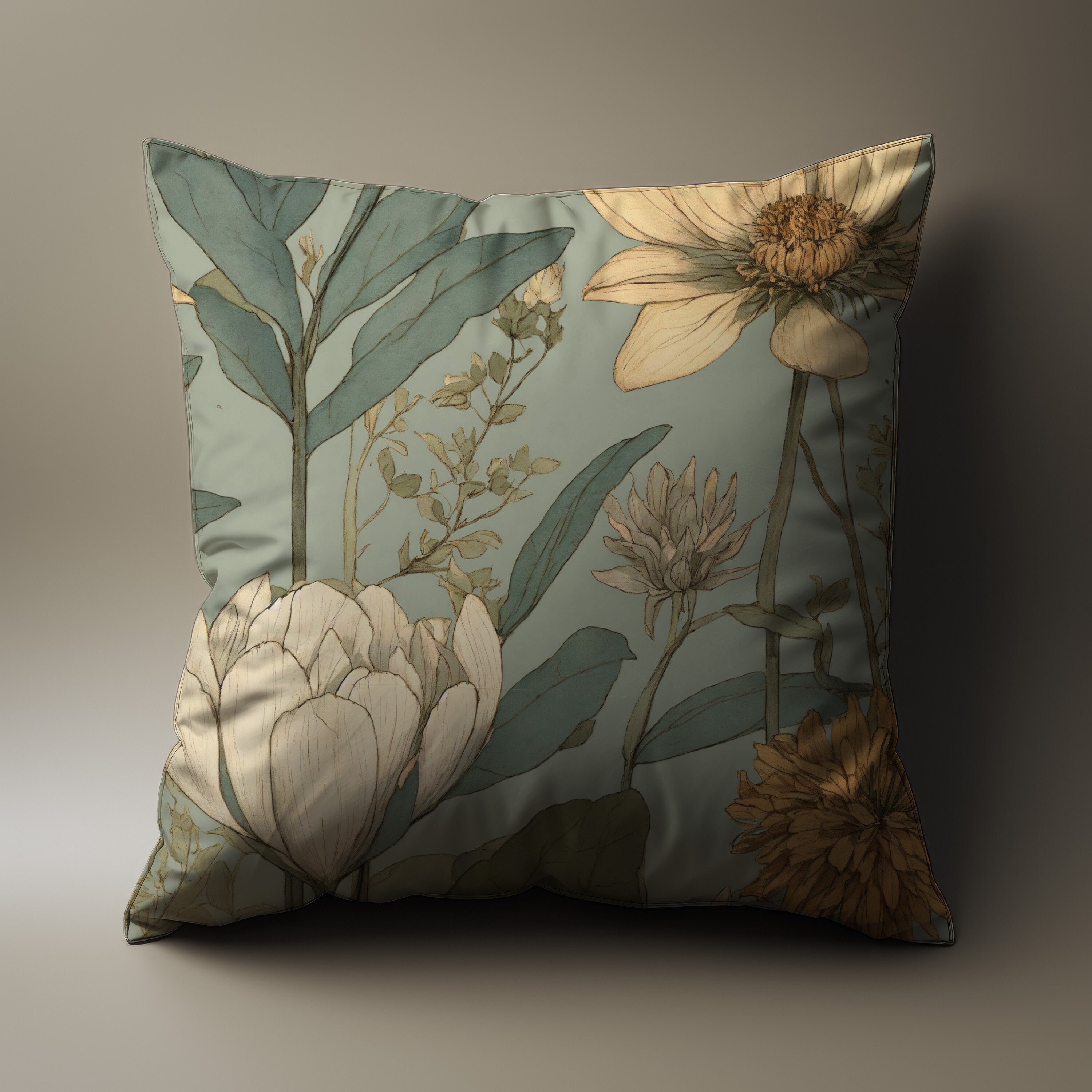 Cool throw pillow, spring throw pillow, colorful throw pillow, couch pillow, japandi pillow, japandi home decor, green throw pillow, floral throw pillow, sofa pillow, sofa throw pillow, soft colored pillow, neutral throw pillow, throw pillow sofa