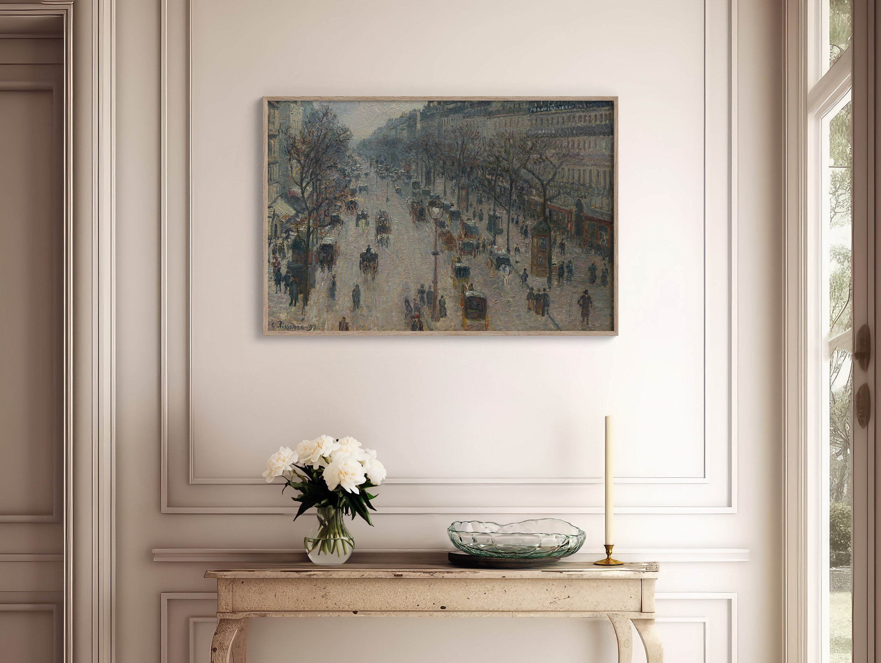 Moody fine art print of Paris painting with dramatic lighting