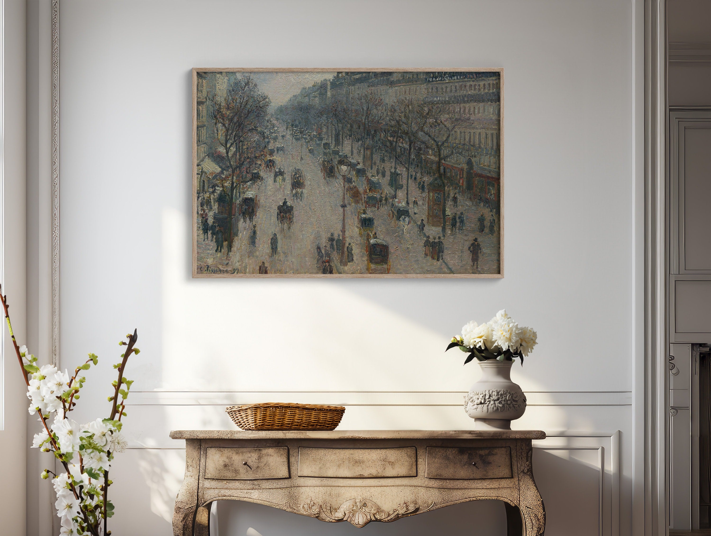 Stunning fine art print of Paris painting with dramatic lighting and free shipping