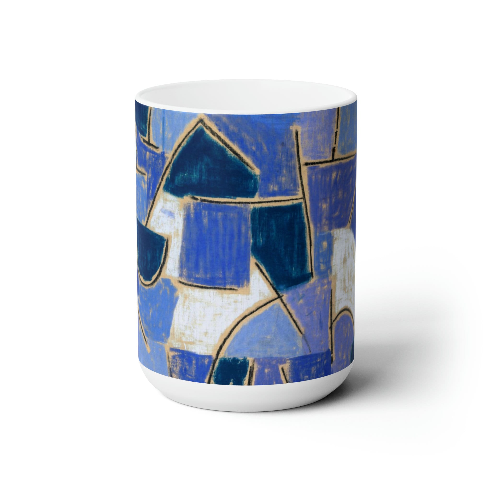  Abstract coffee mug with colorful geometric shapes and fine art details