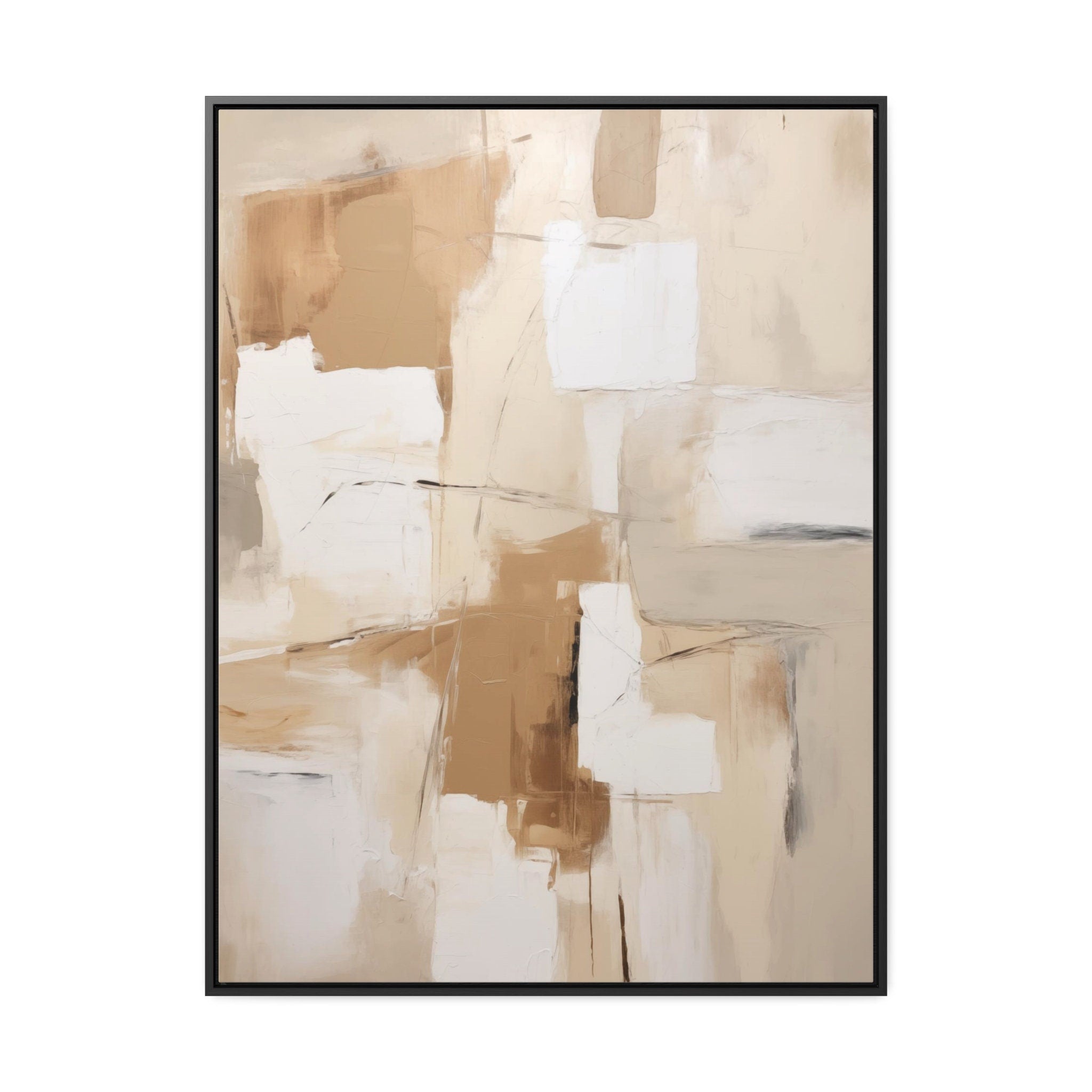 Framed canvas print of neutral abstract art for calming ambiance