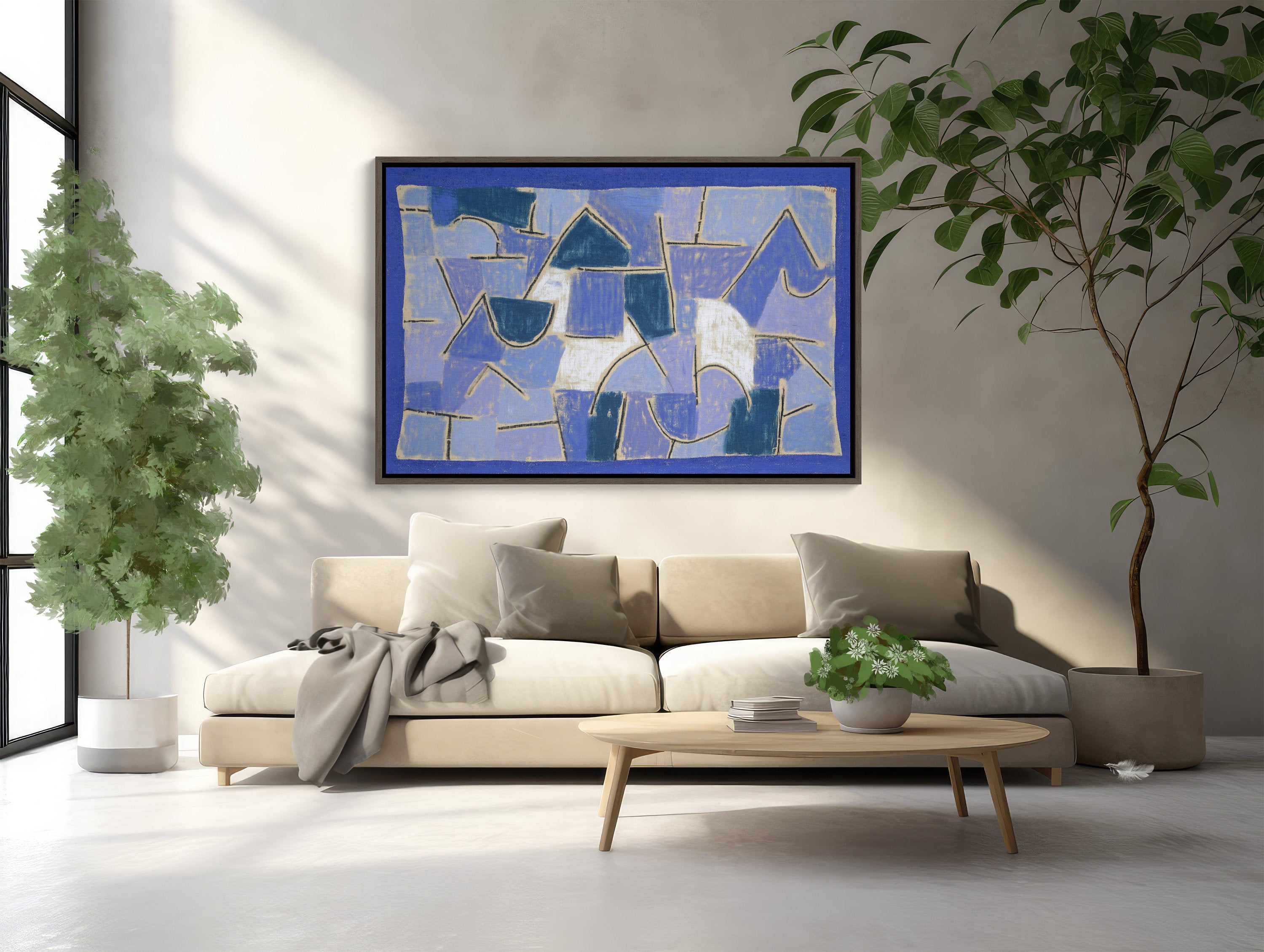 Large canvas print of 'Blue Night' by Paul Klee for home decor