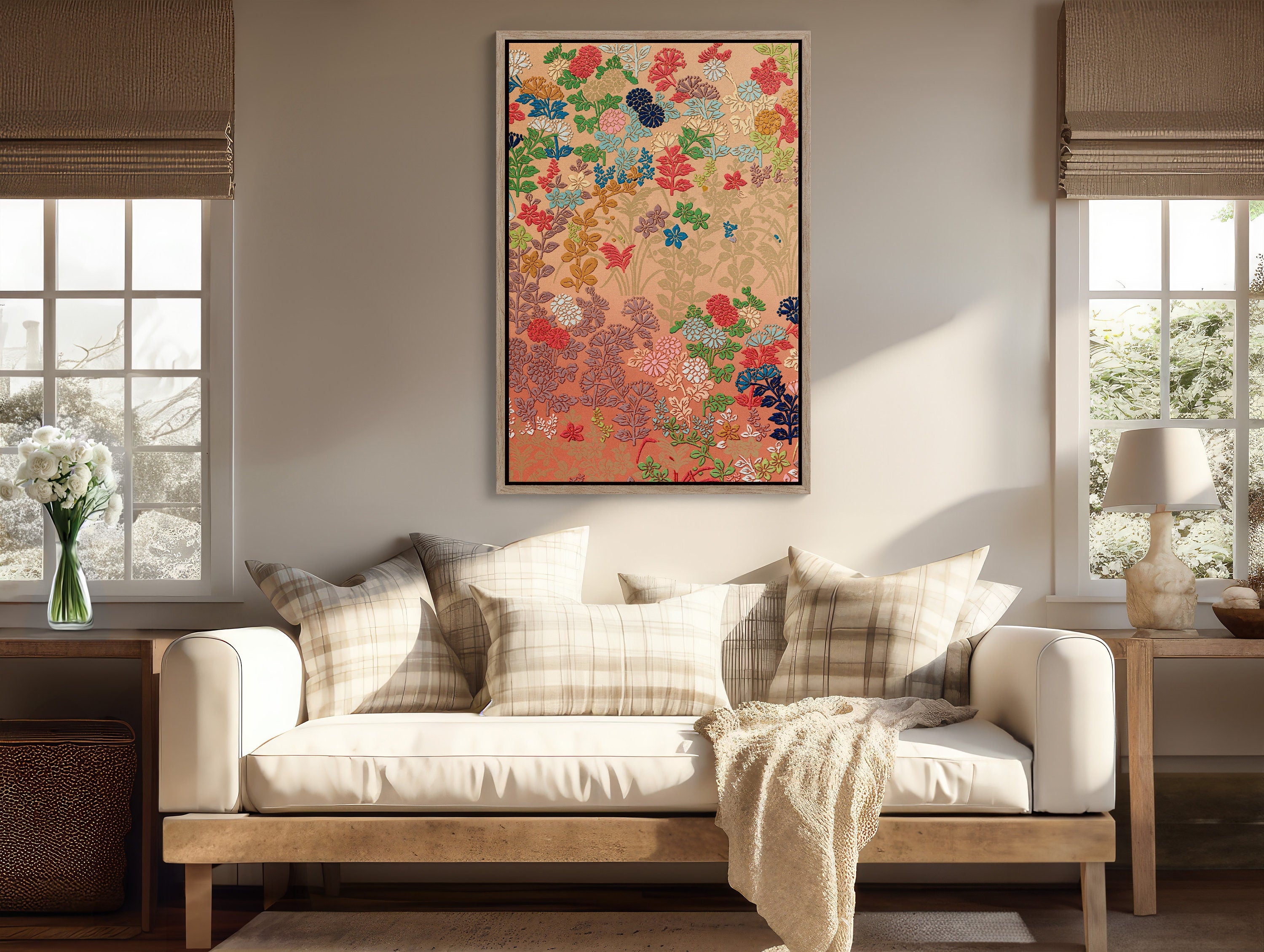 Beautiful Japanese flower canvas print, an elegant wall art decoration for home