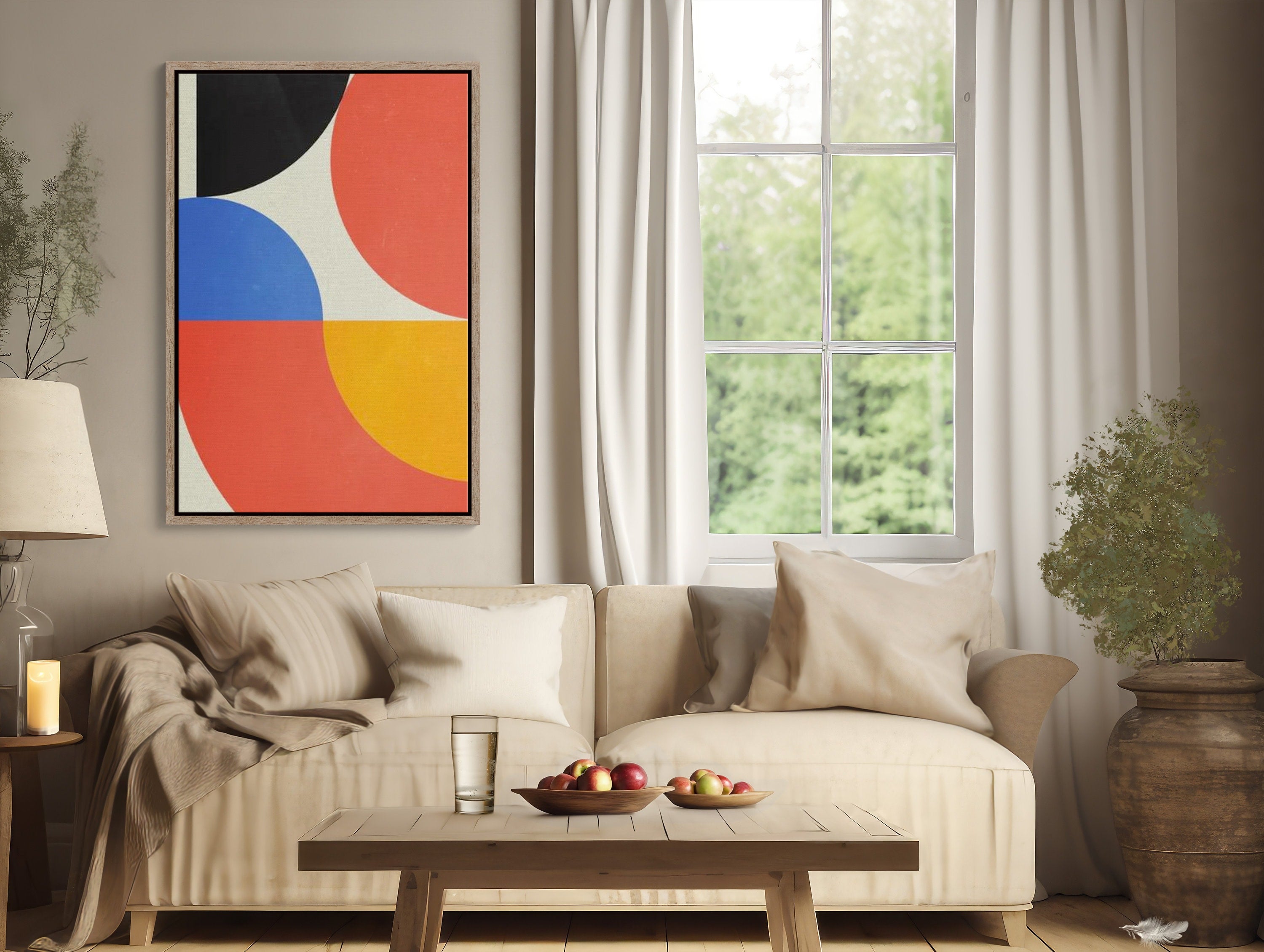 Transform your living space with a large framed canvas print of Bauhaus Exhibition art, creating a bold and modern statement in your home decor