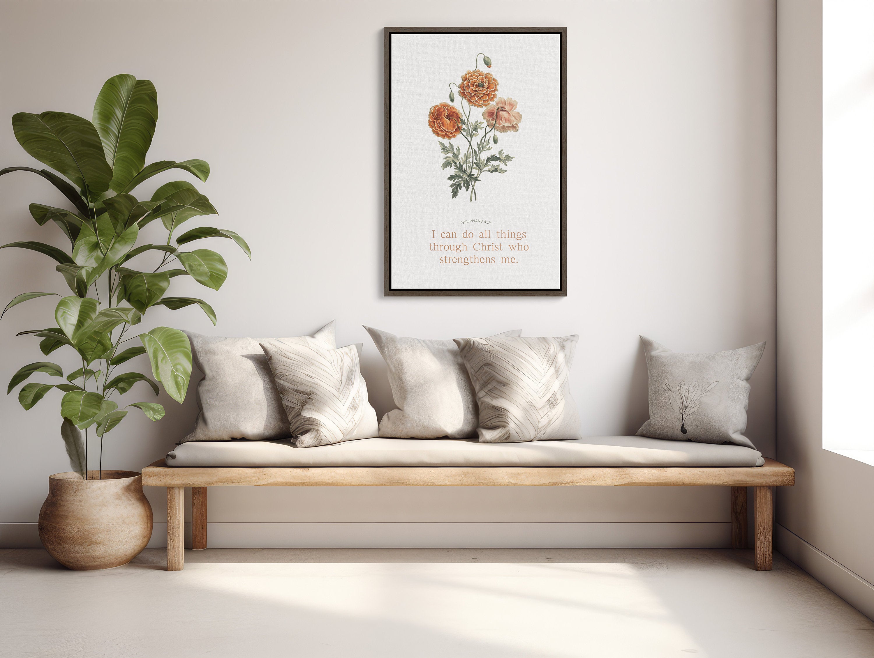 Beautiful matte fine art poster with inspiring Bible verse for Christian wall decor