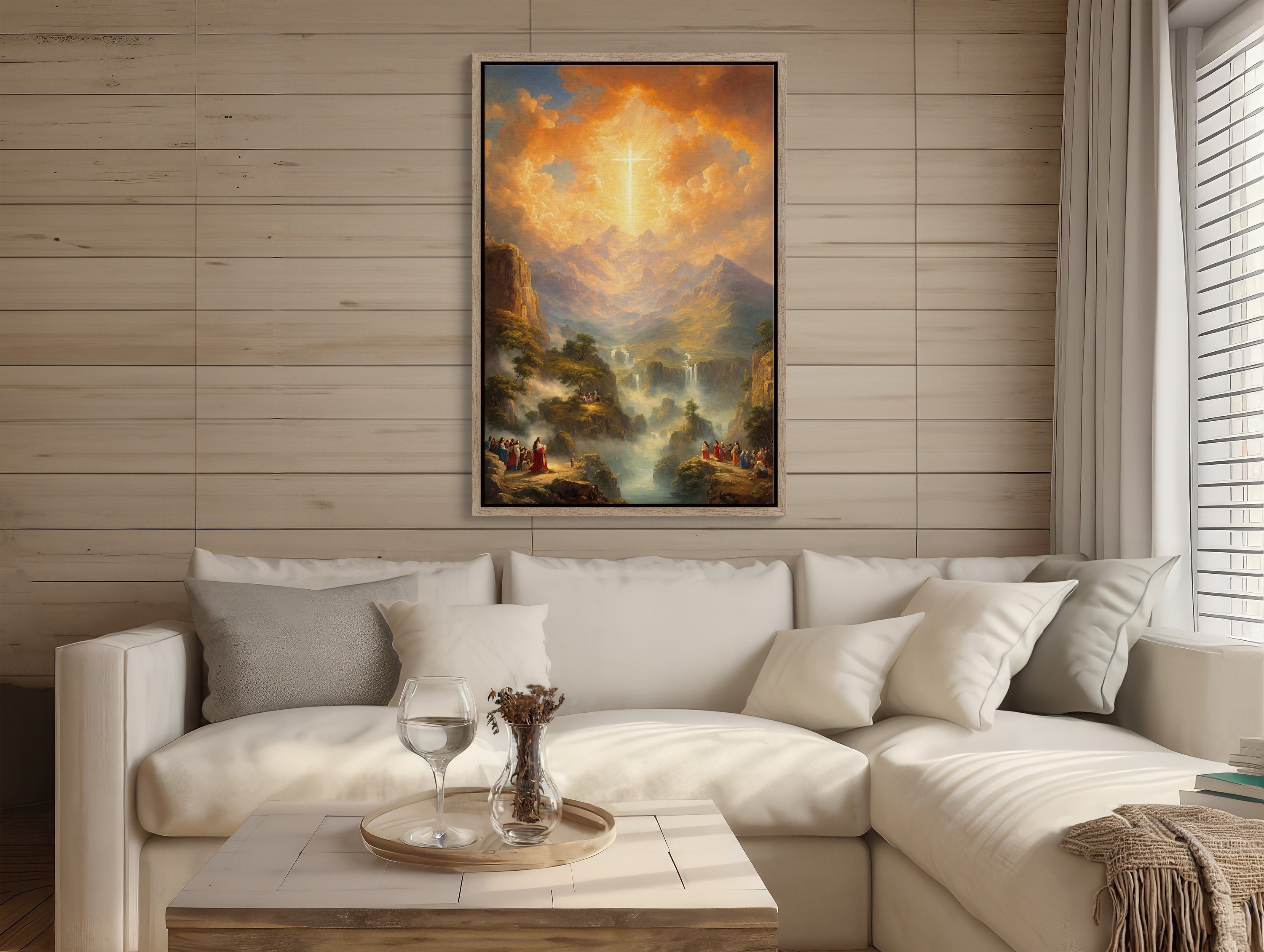 Beautiful and inspiring Christian wall art depicting uplifting Bible verse for home décor