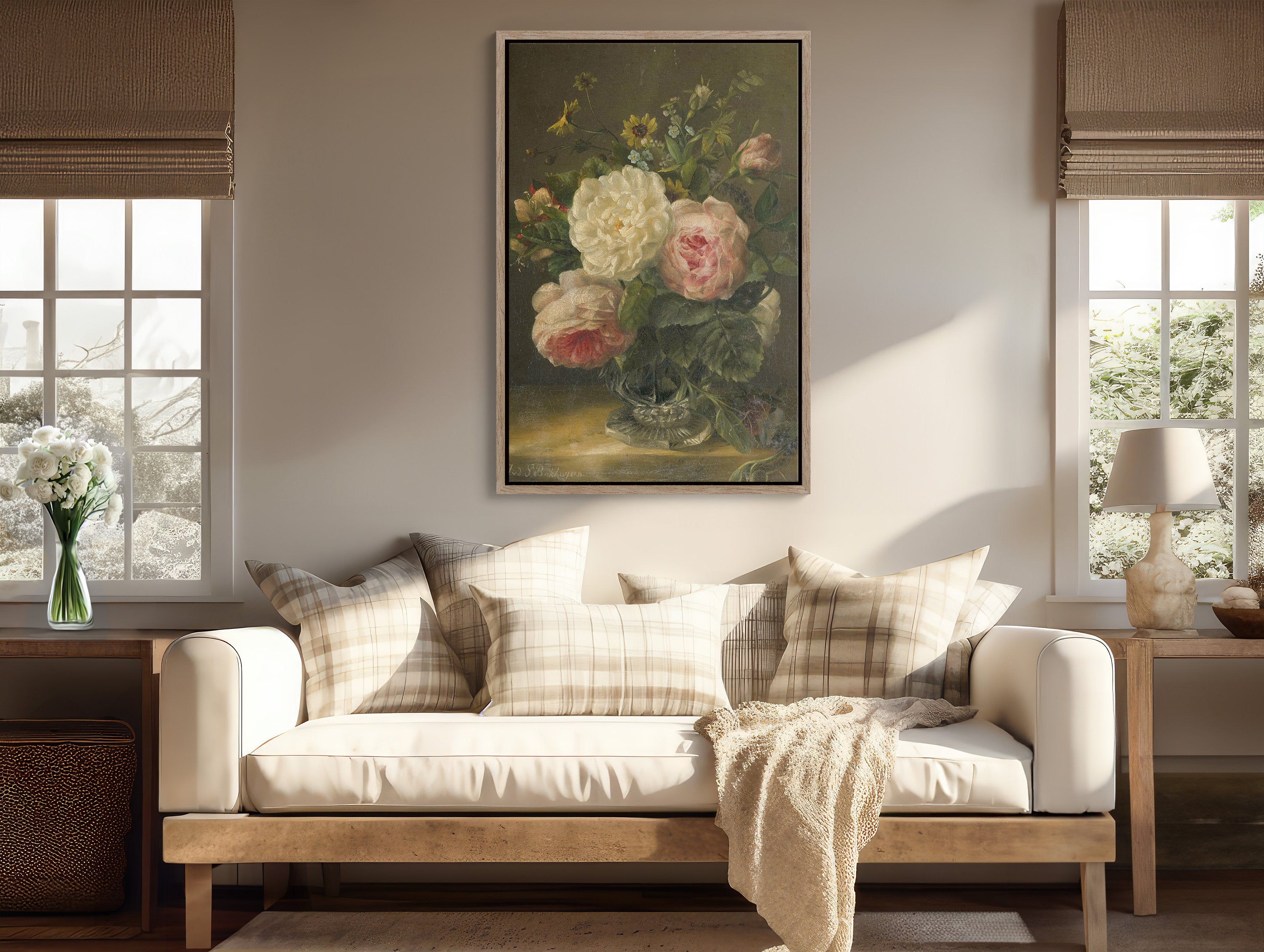 Stunning floral canvas print with vibrant colors and elegant frame