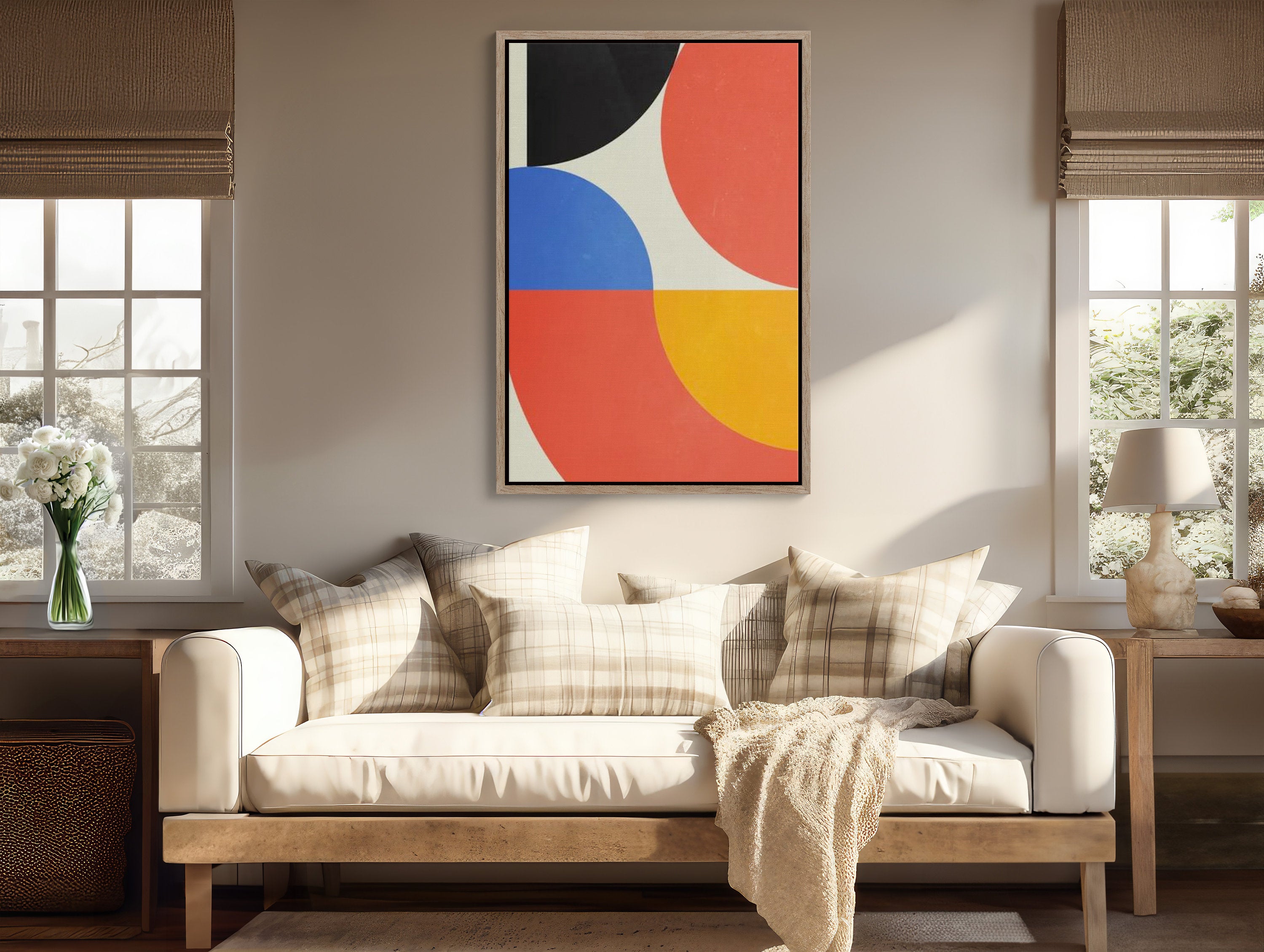 Large wall art framed canvas print featuring Bauhause exhibition art, perfect for transforming your space and adding a touch of modern artistic flair