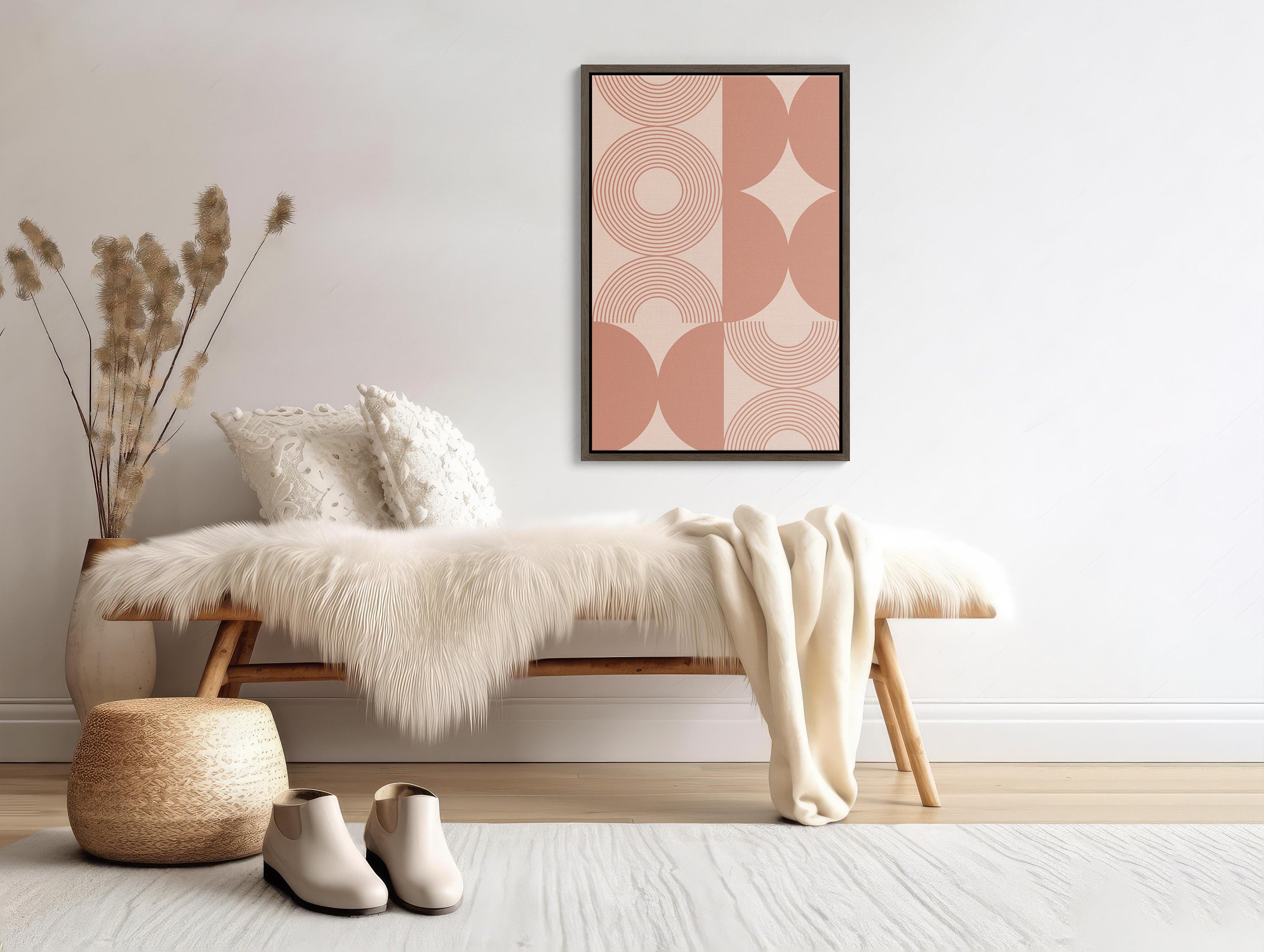 Elegant and stylish pink boho wall art print for modern decor