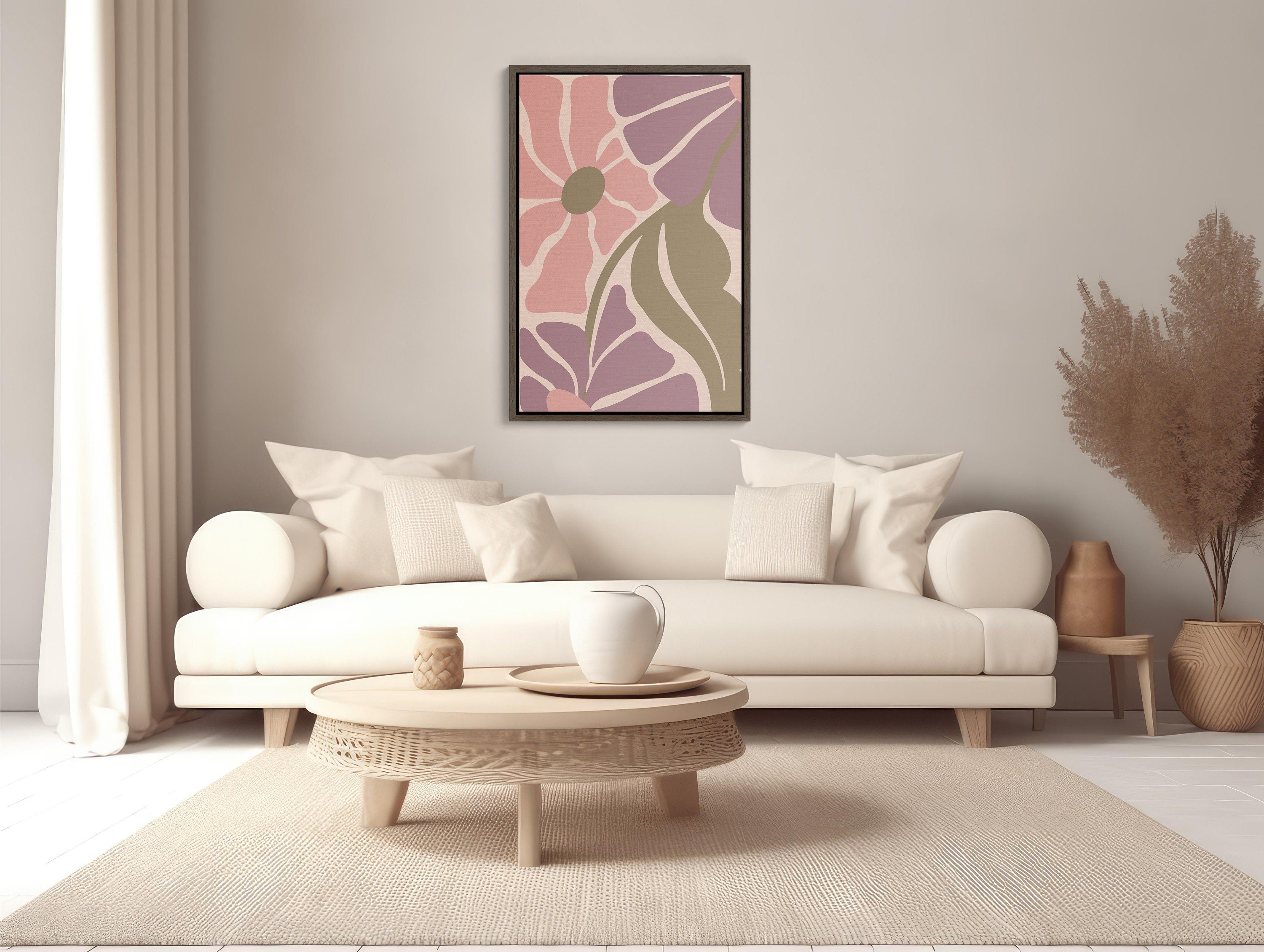 Elegant pink wall art featuring intricate floral patterns and designs