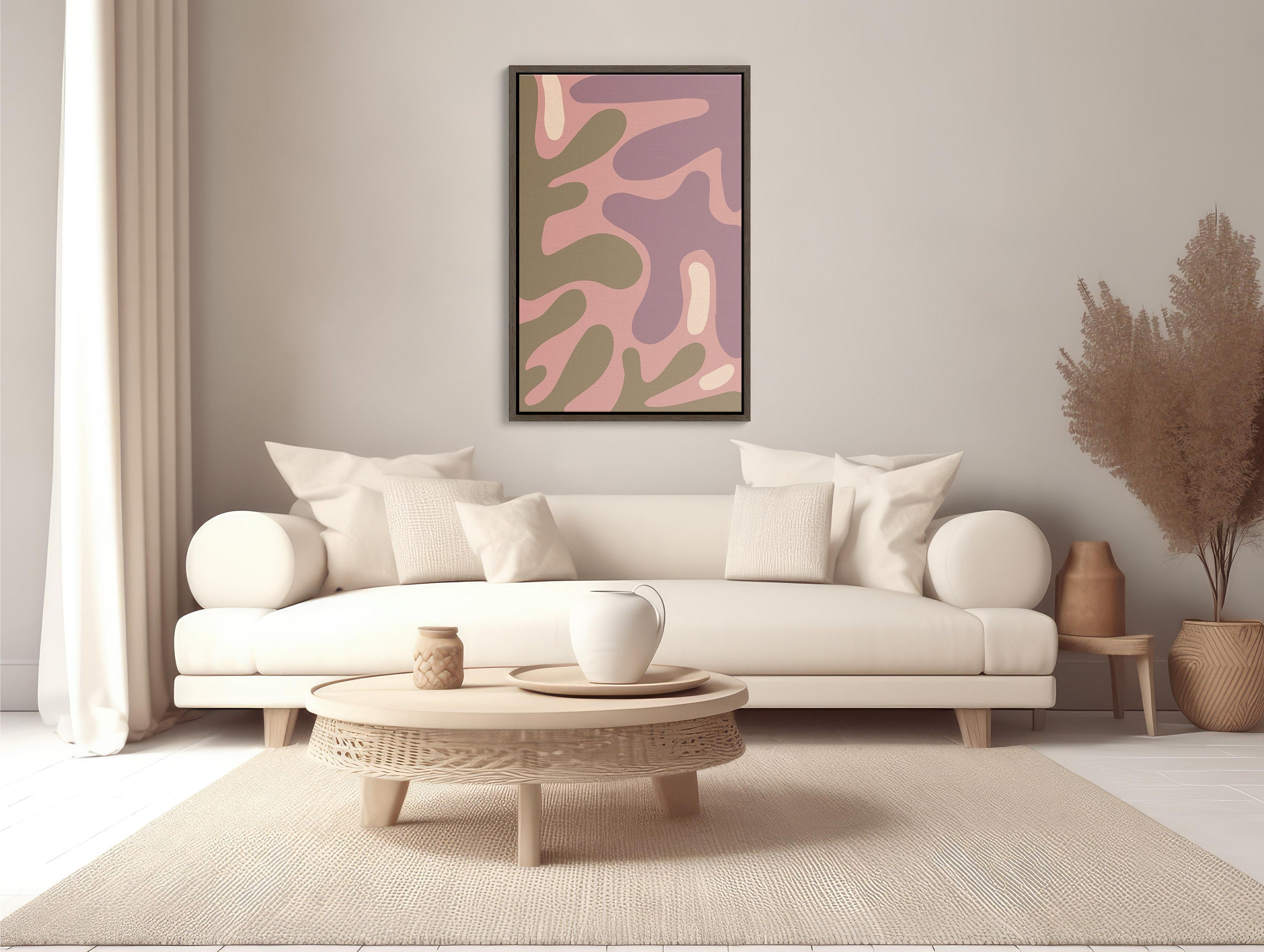 Boho Wall Art featuring Intricate Floral Design in Pink Tones