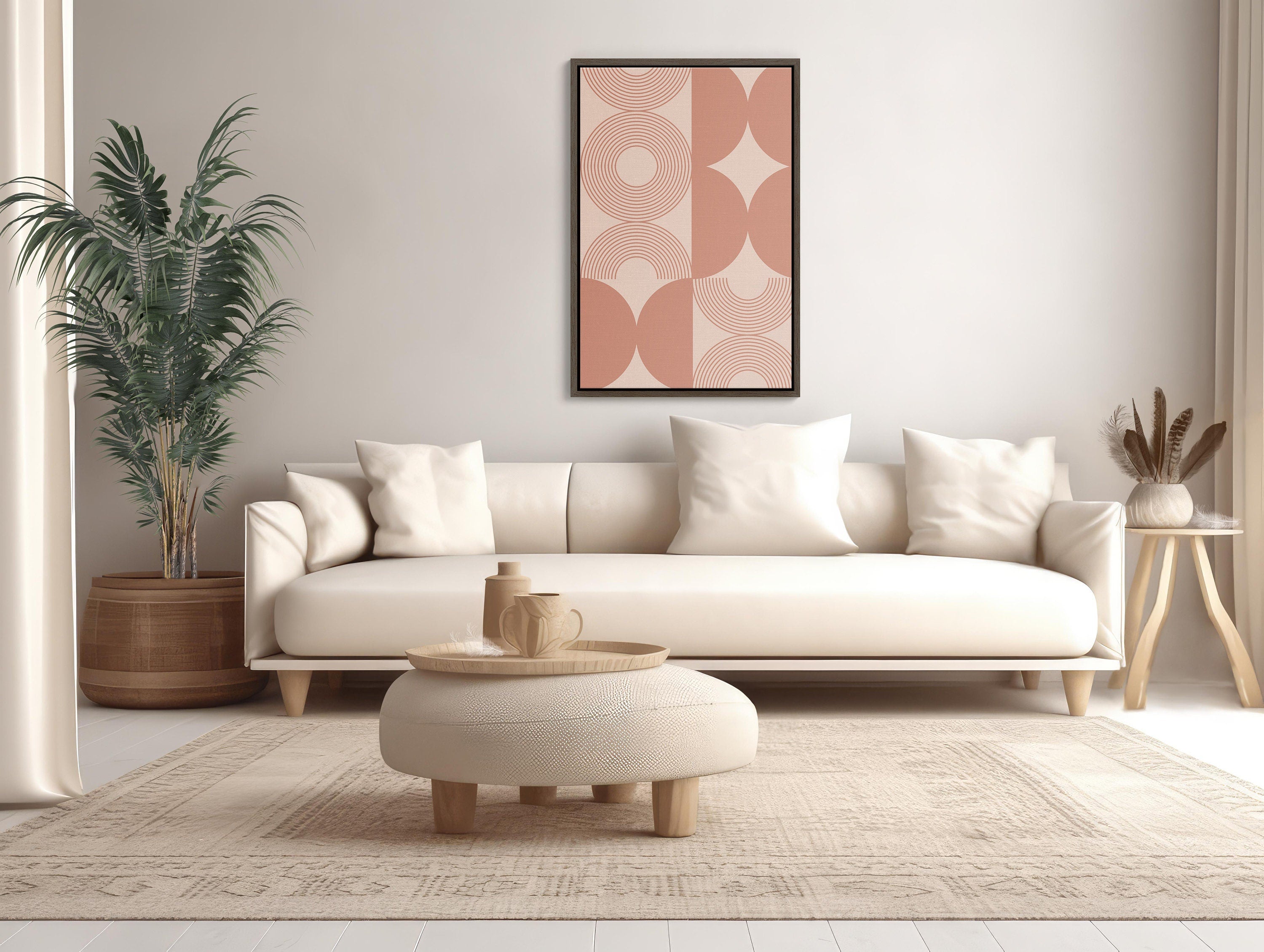 Beautiful premium boho pink framed canvas wall art for stylish home decor