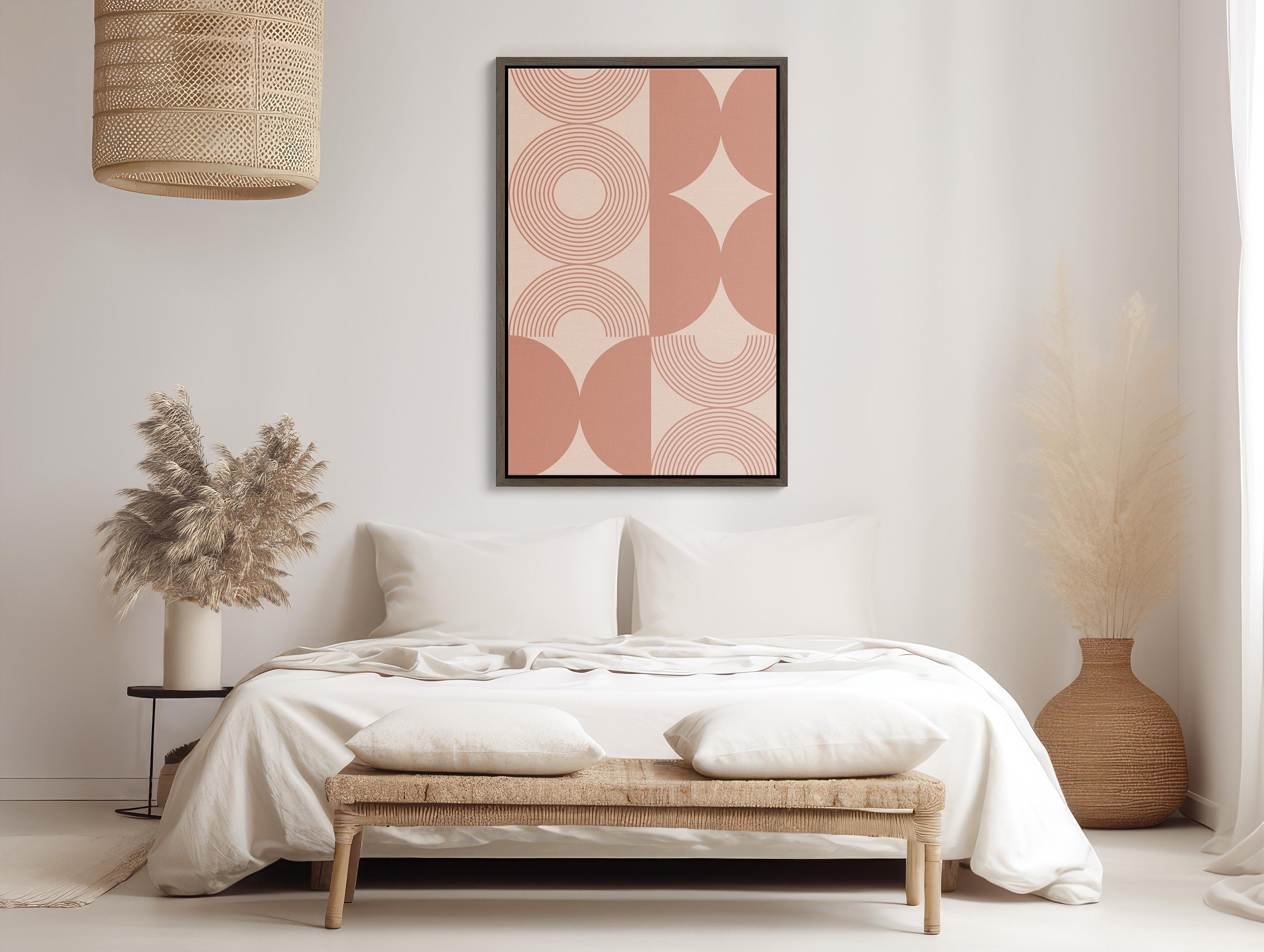 Beautiful Premium Boho Pink Framed Canvas Wall Art for Stylish Home Decor