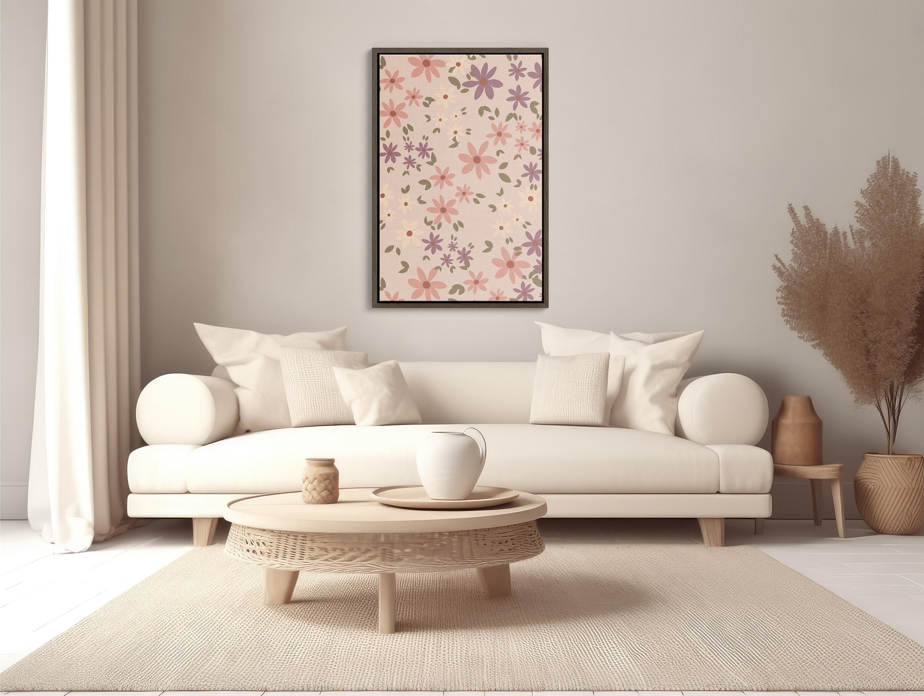 Beautiful matte fine art giclee print of boho wall art in elegant pink, perfect for transforming your space with modern and chic decor